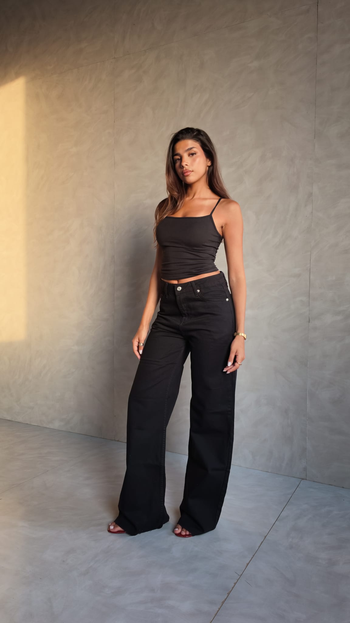 Baggy High-Waist Washed Black Jeans