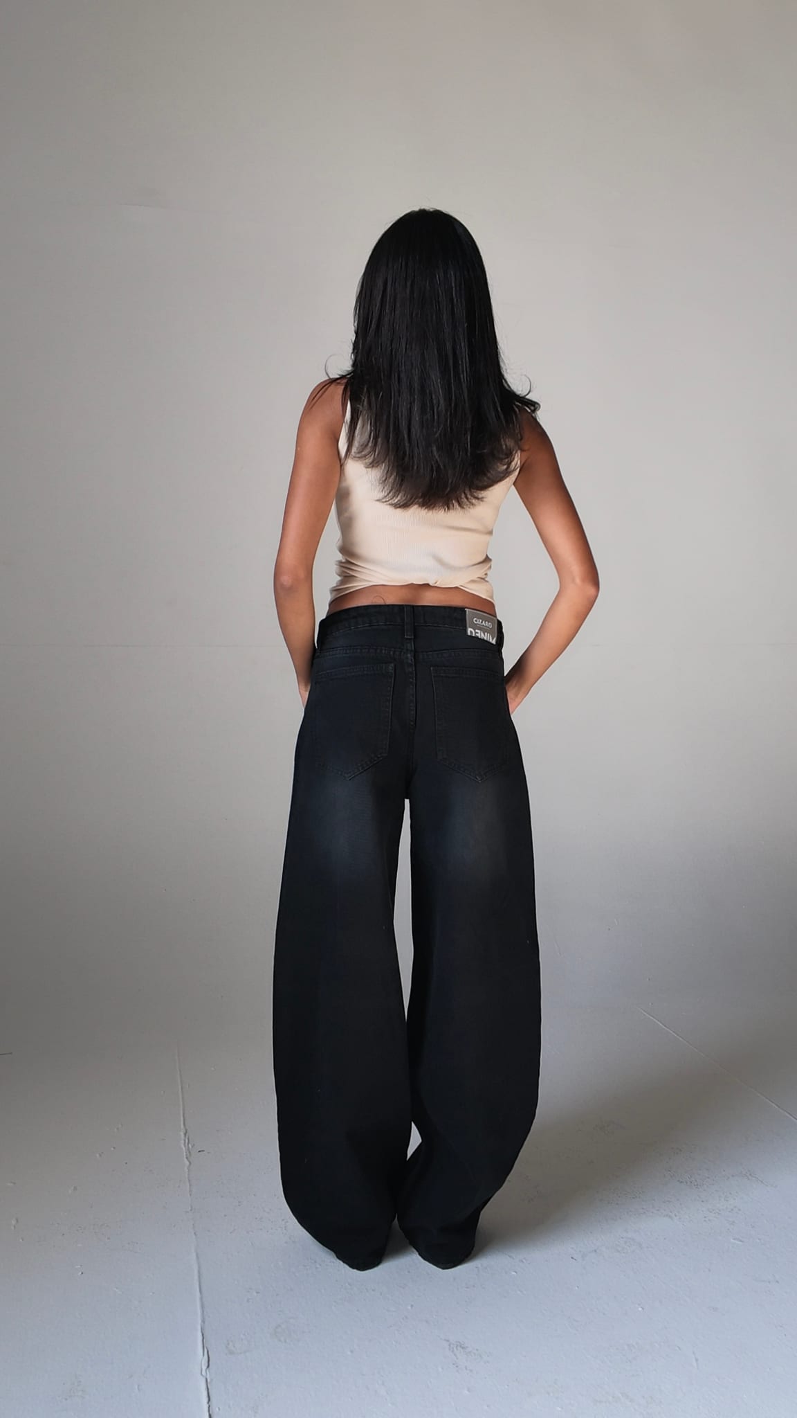 High-Waist Washed Black Baggy Jeans Baggy CIZARO - Cizaro Jeans