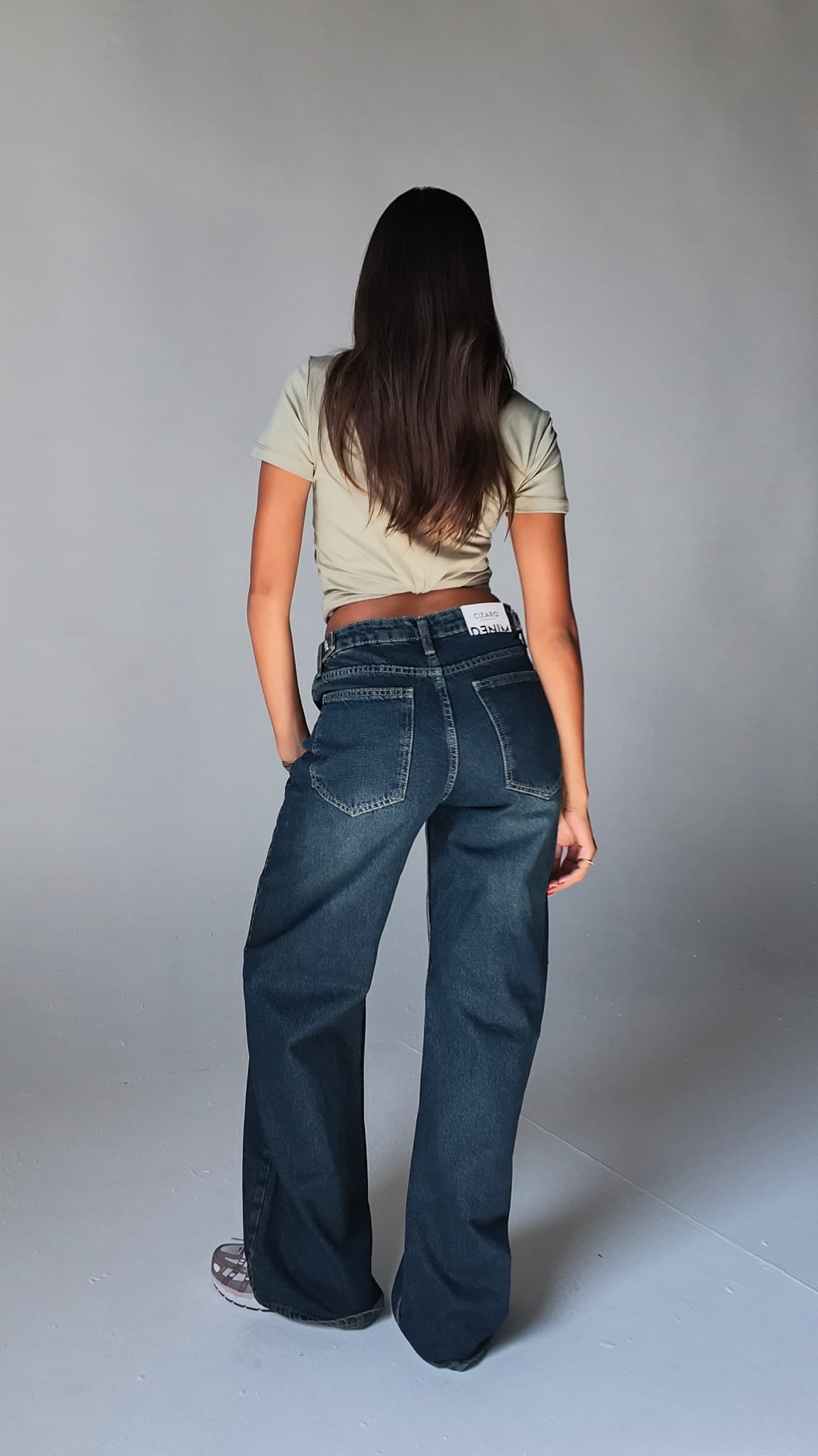 Baggy High waist-flex waist Mid vintage green jeans