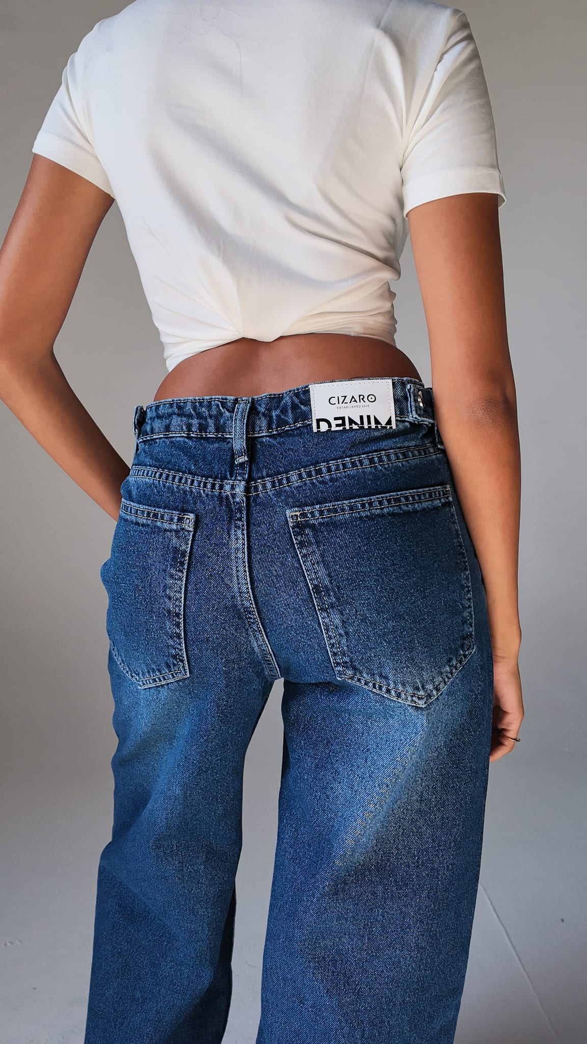 Baggy High Waist Flex Waist Marine Blue Jeans