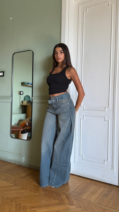 Baggy Low-Waist Washed Grey Jeans Baggy CIZARO - Cizaro Jeans