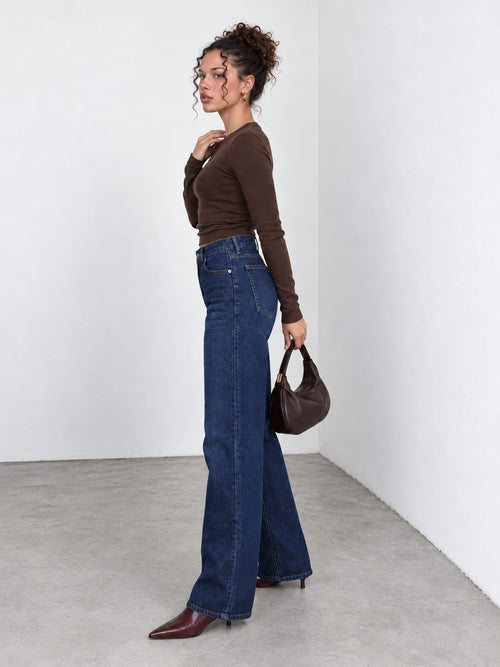 Baggy High-Waist Ink Navy Blue Jeans