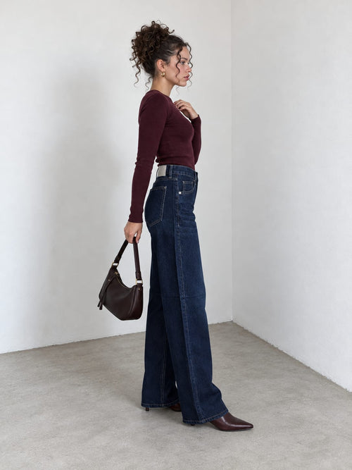 Baggy High-Waist Midnight Indigo Navy Blue Jeans
