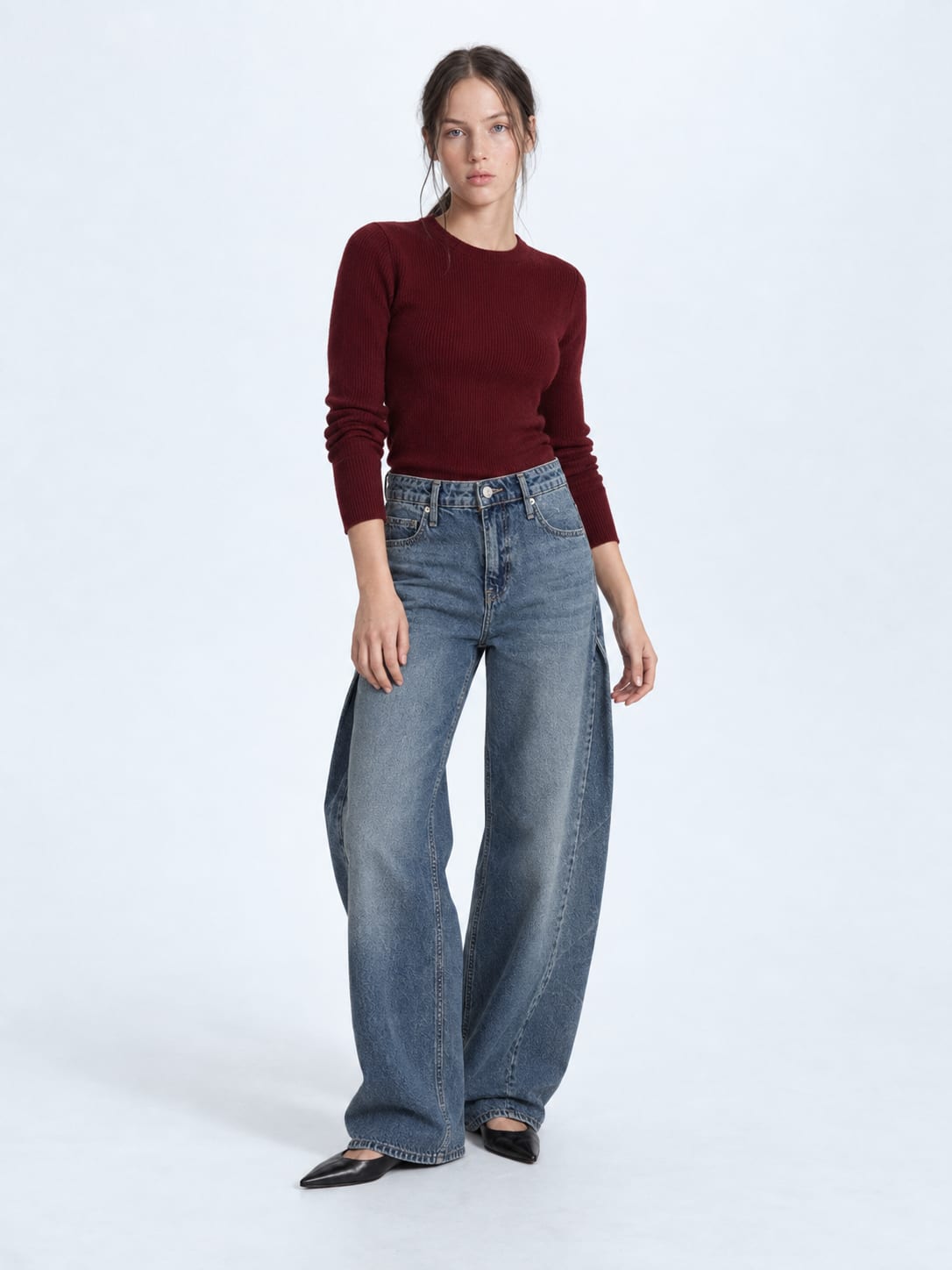 Super Baggy High waist Mid vintage blue jeans