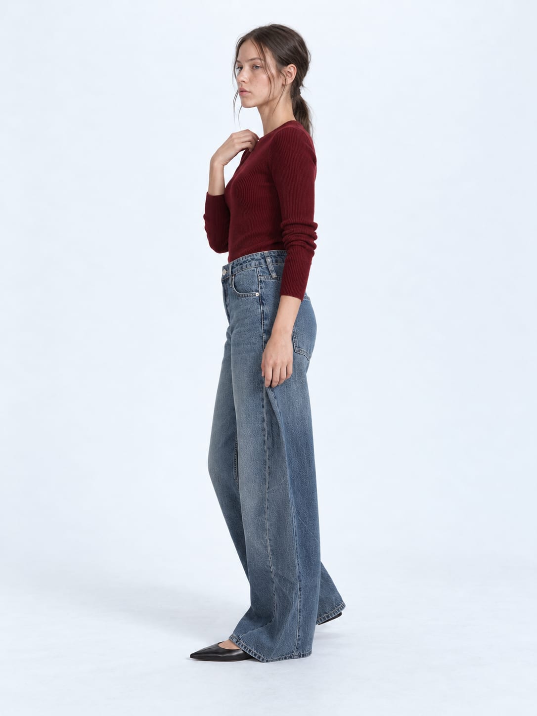 Super Baggy High waist Mid vintage blue jeans