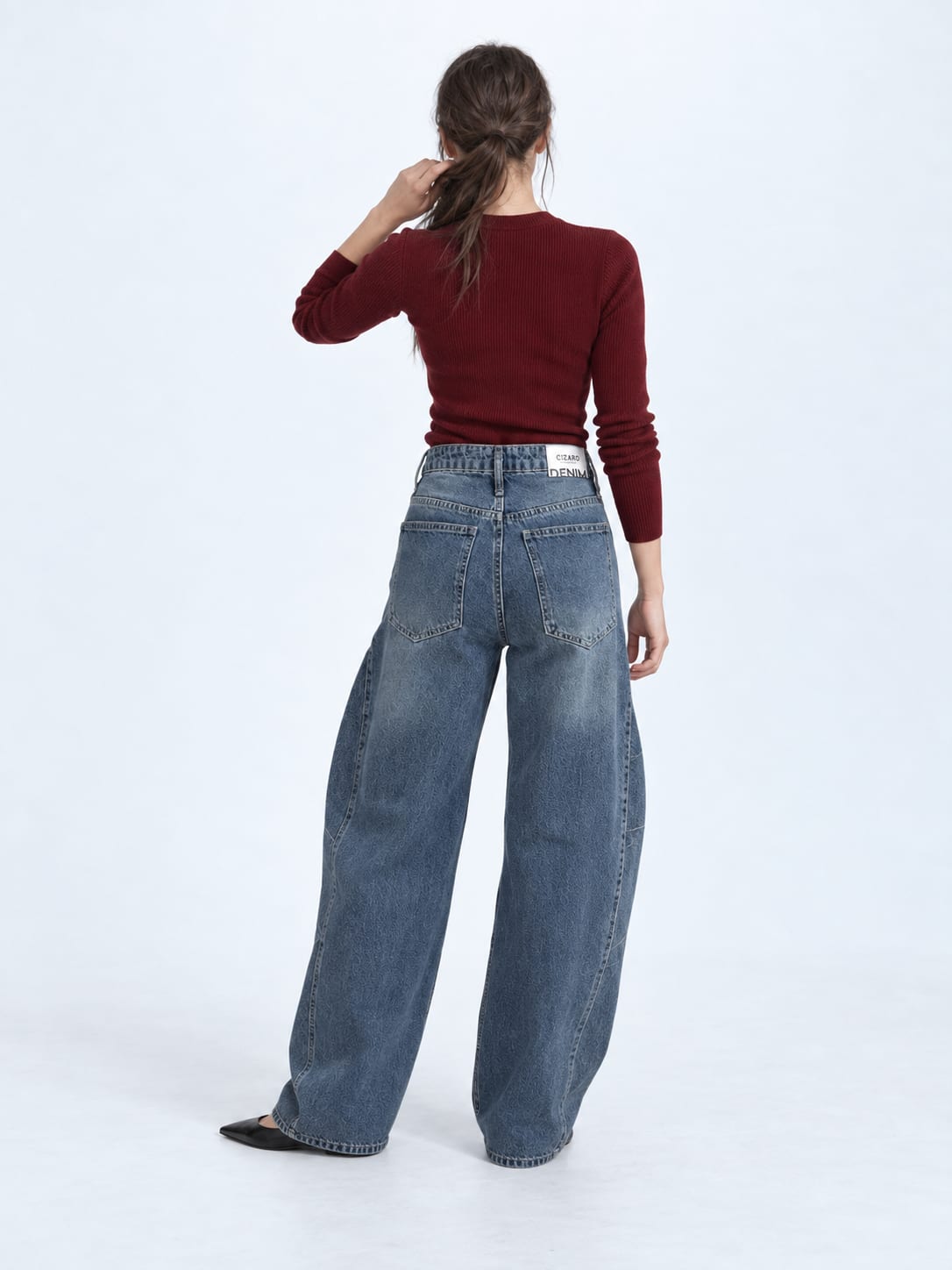 Super Baggy High waist Mid vintage blue jeans