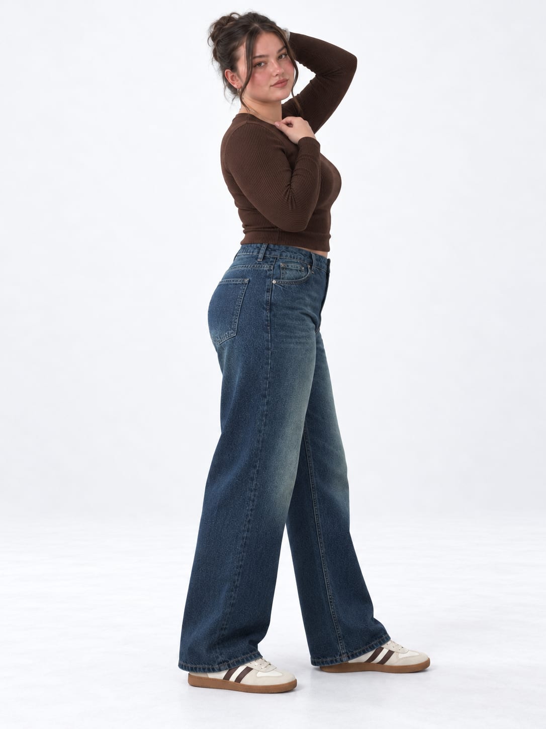 Curvy Baggy High-Waist – Deep Vintage Green Jeans Curvy Baggy CIZARO - Cizaro Jeans