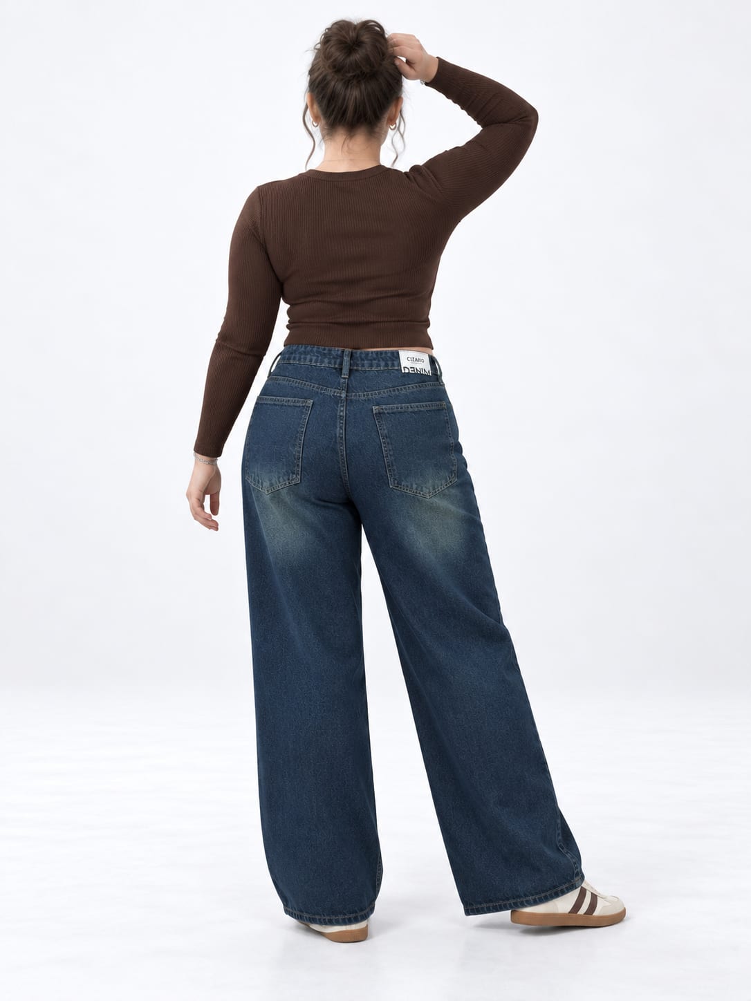 Curvy Baggy High-Waist – Deep Vintage Green Jeans Curvy Baggy CIZARO - Cizaro Jeans