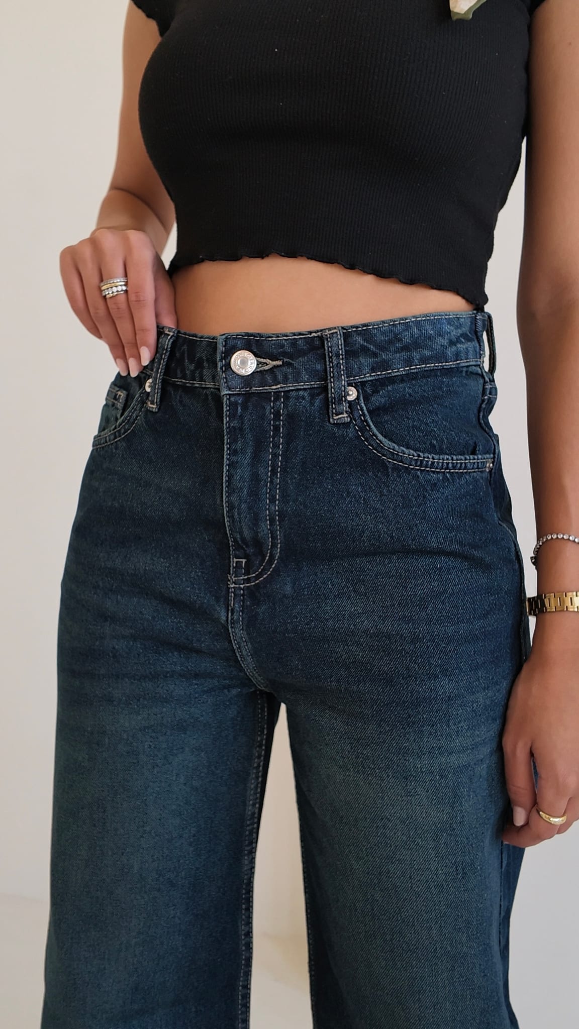 Baggy – High Waist Flex Waist Deep Vintage Green Jeans