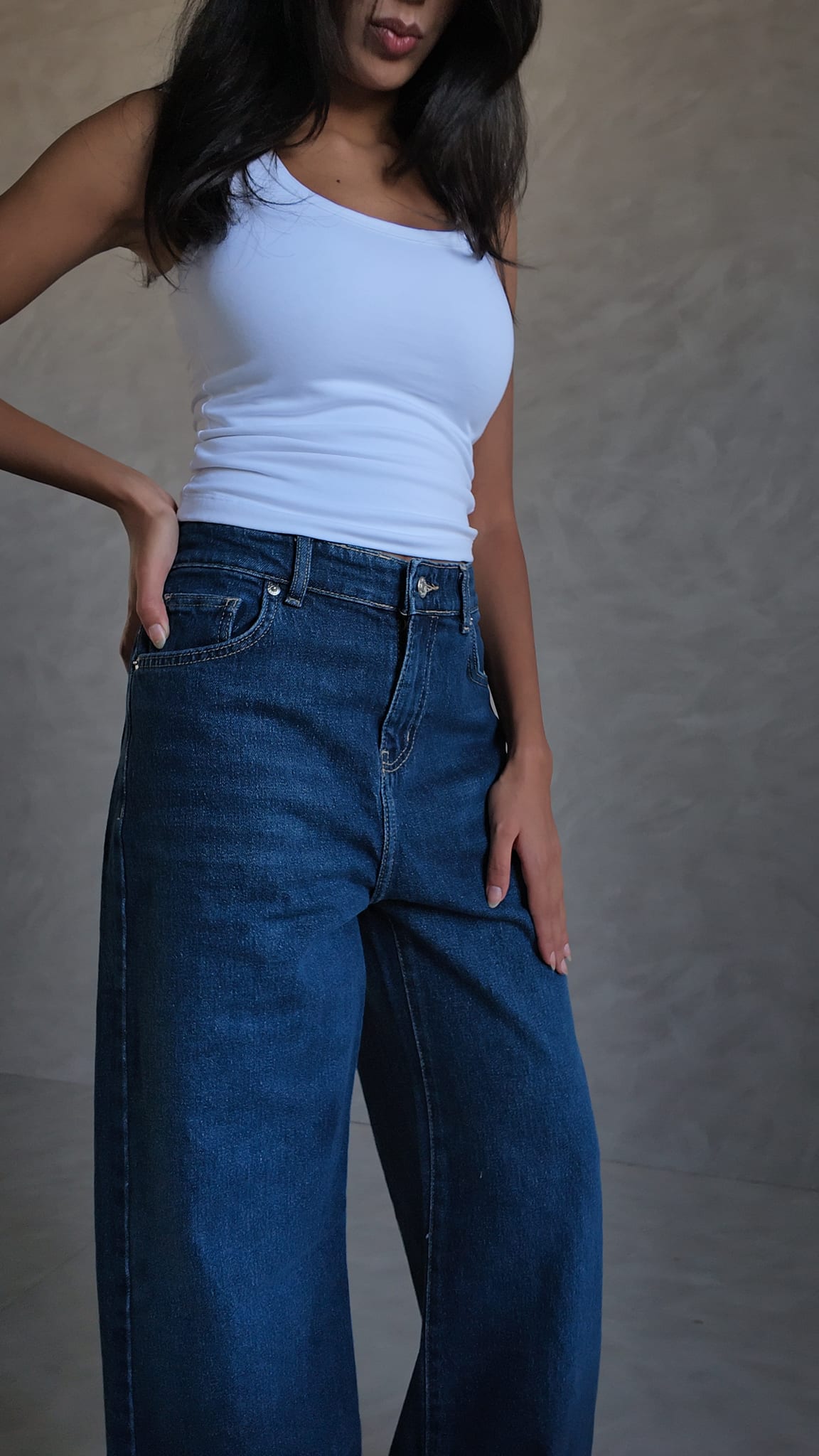 Baggy High Waist – Midnight Ocean Blue Jeans Baggy CIZARO - Cizaro Jeans