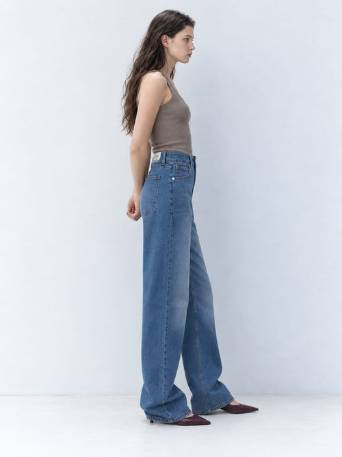 Baggy High-Waist Mid Powder Blue Jeans Baggy CIZARO - Cizaro Jeans