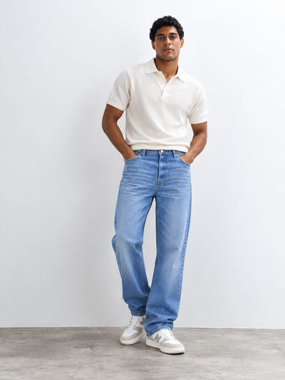Baggy Fit Light Washed Blue Jeans Baggy CIZARO - Cizaro Jeans