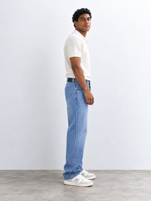 Baggy Fit Light Washed Blue Jeans Baggy CIZARO - Cizaro Jeans