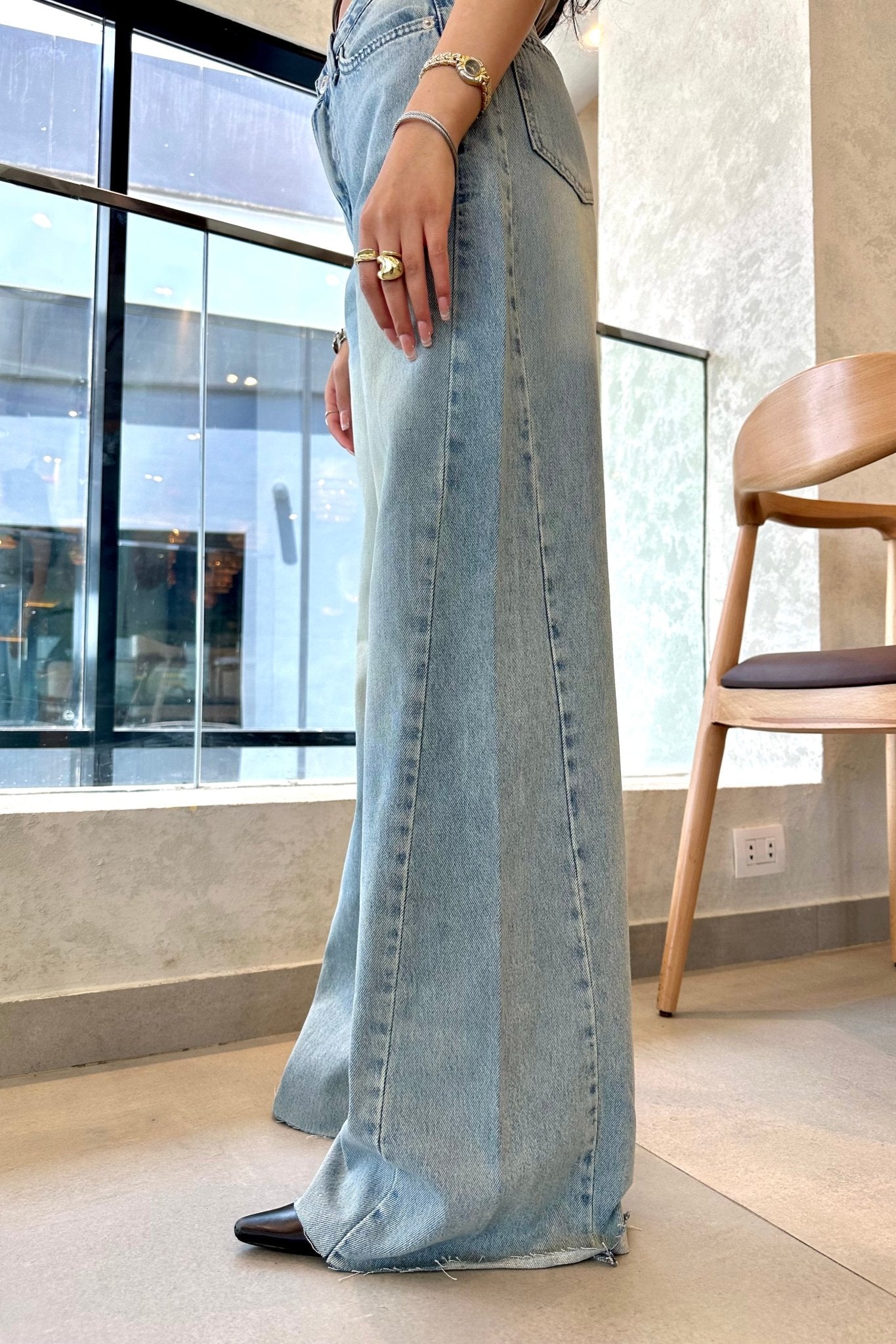 Super Baggy | High-Waist Ice Acid Blue Jeans Baggy CIZARO - Cizaro Jeans