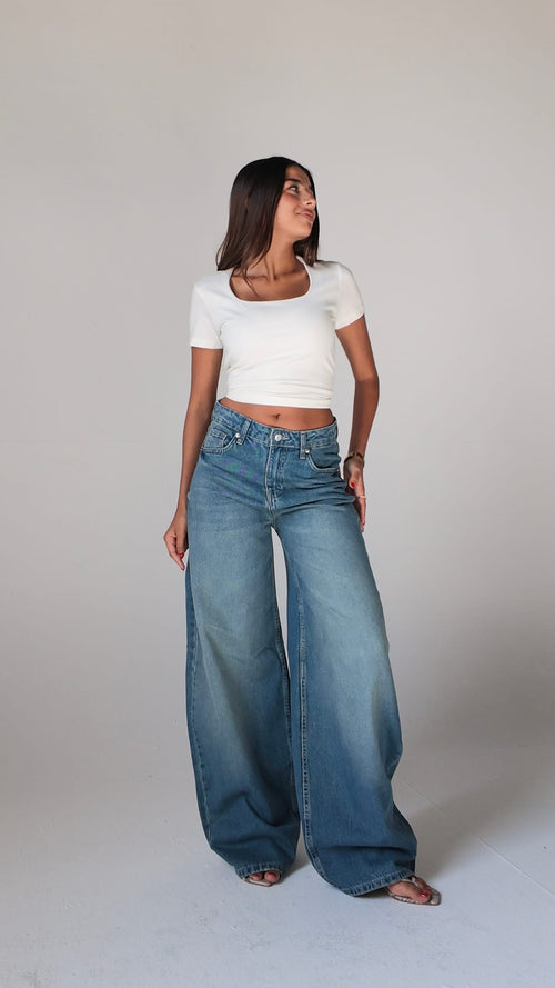 Women's Baggy Barrel High-Waist Vintage Blue Jeans – Cizaro (view 2)
