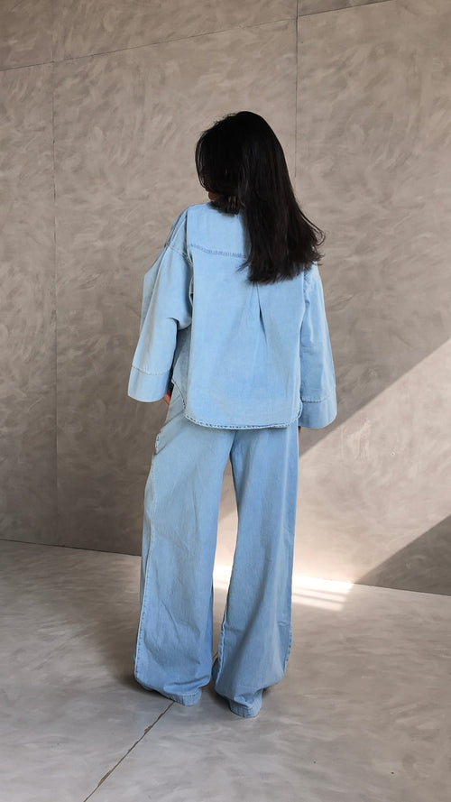 Cropped Lightweight Denim Blouse Cropped Jacket CIZARO - Cizaro Jeans