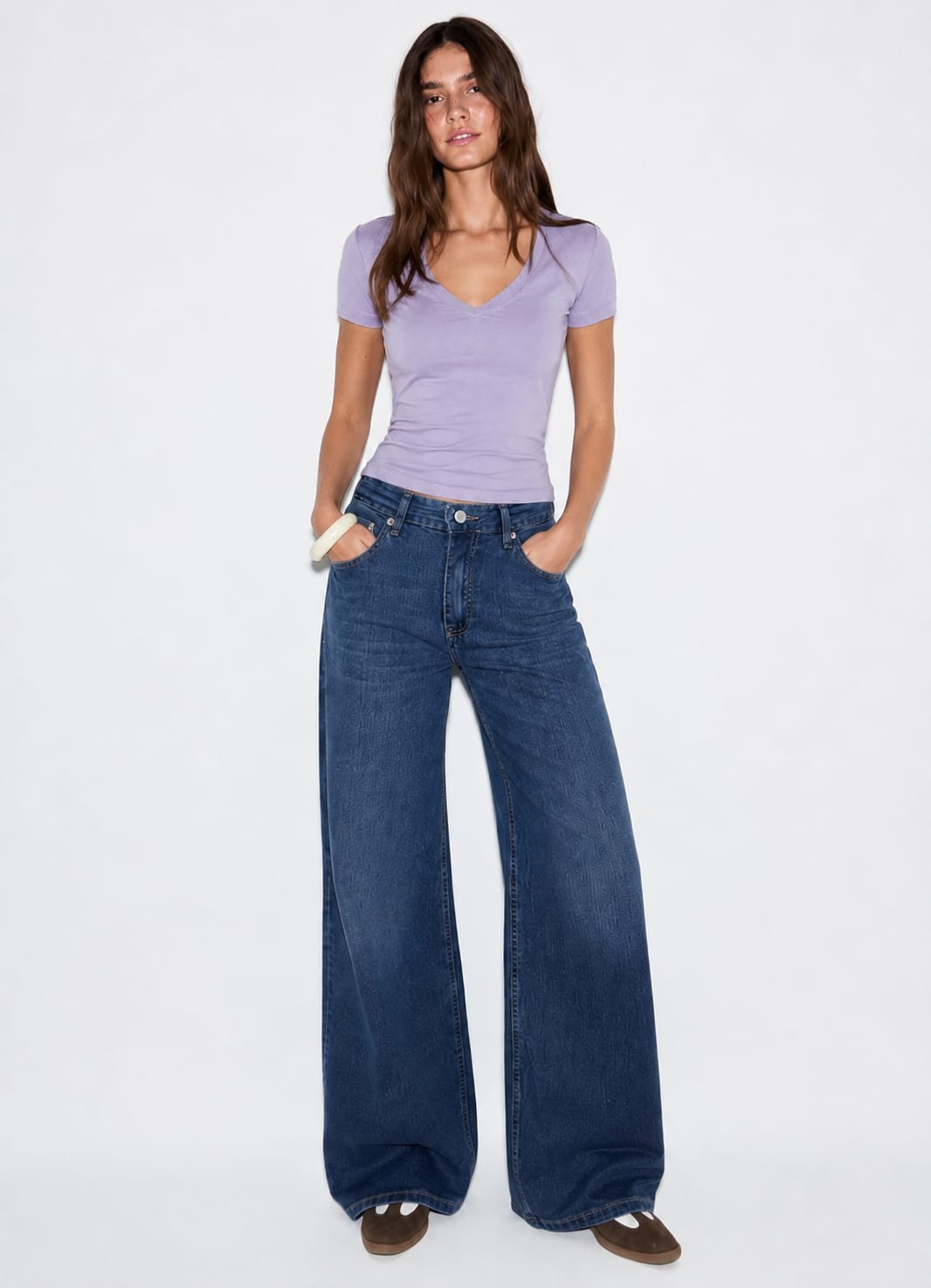 V-Neck Basic Top – Purple Basic Tops CIZARO - Cizaro Jeans