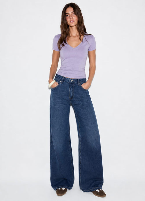 V-Neck Basic Top – Purple Basic Top CIZARO - Cizaro Jeans