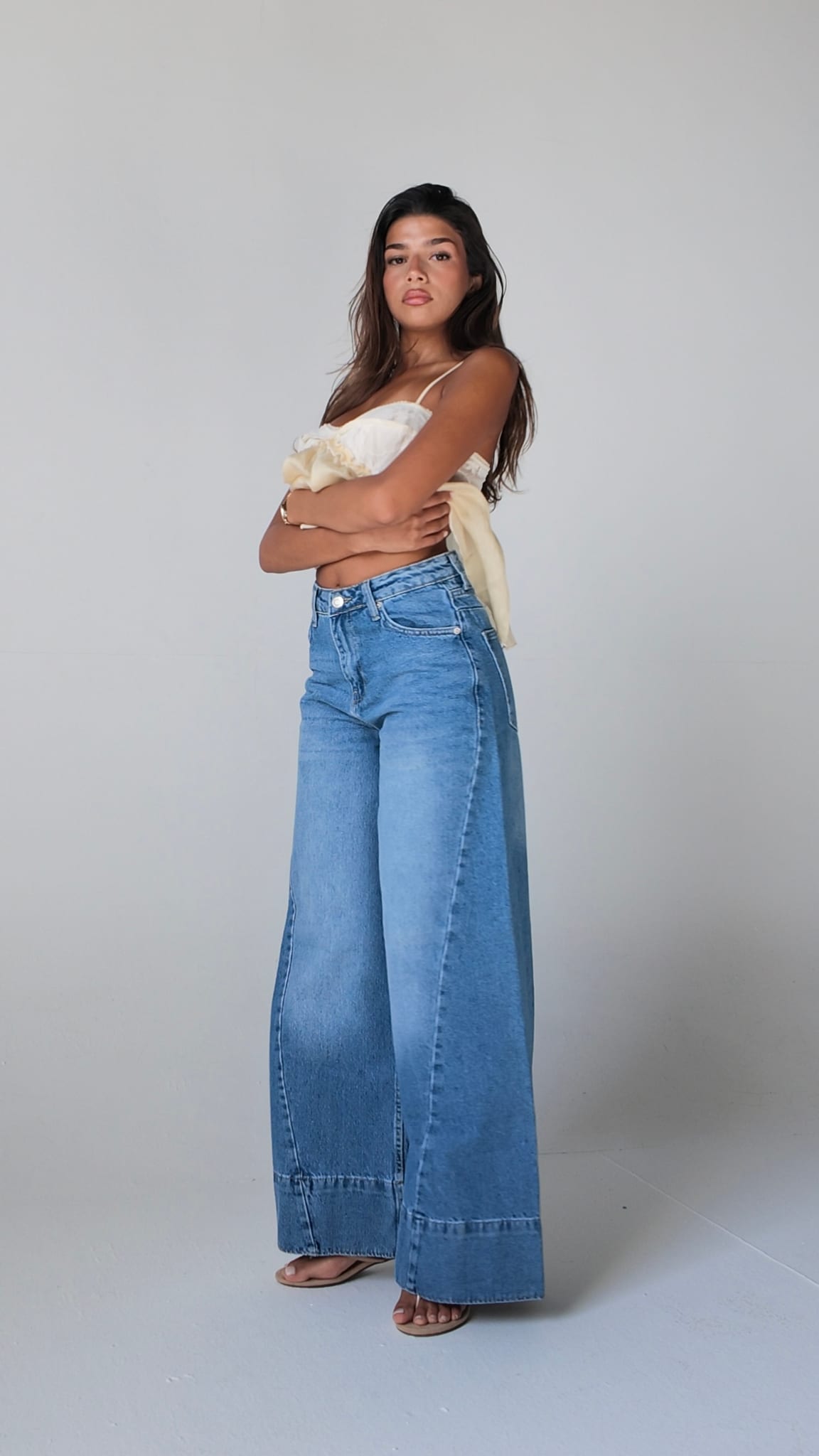 Extreme Wide-Leg High-Waist Light Vintage Blue Jeans Extreme wide-leg CIZARO - Cizaro Jeans