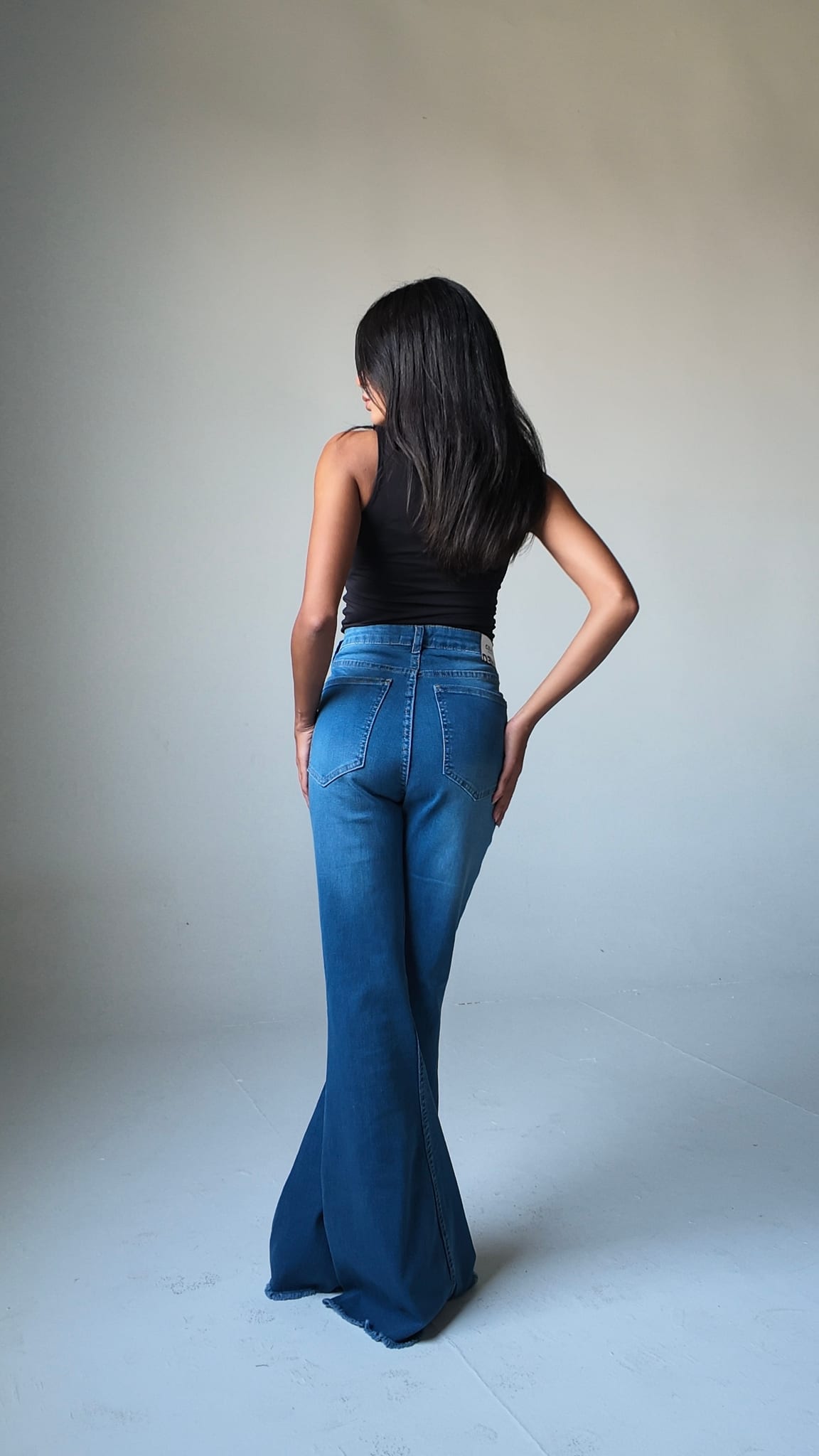 Exaggerated Flare – High-Waist Cool Navy Blue Jeans Exaggerated Flare CIZARO - Cizaro Jeans