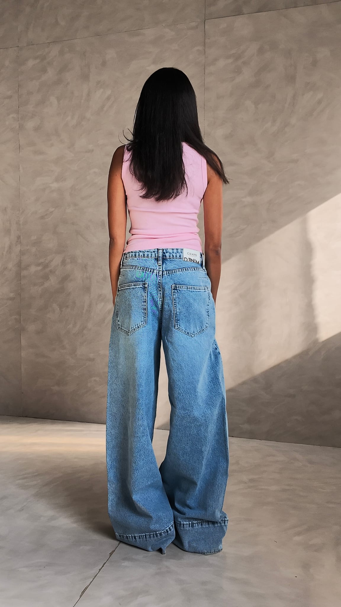 Women's Extreme Wide Leg High-Waist Light Vintage Blue Jeans – Cizaro (view 6)