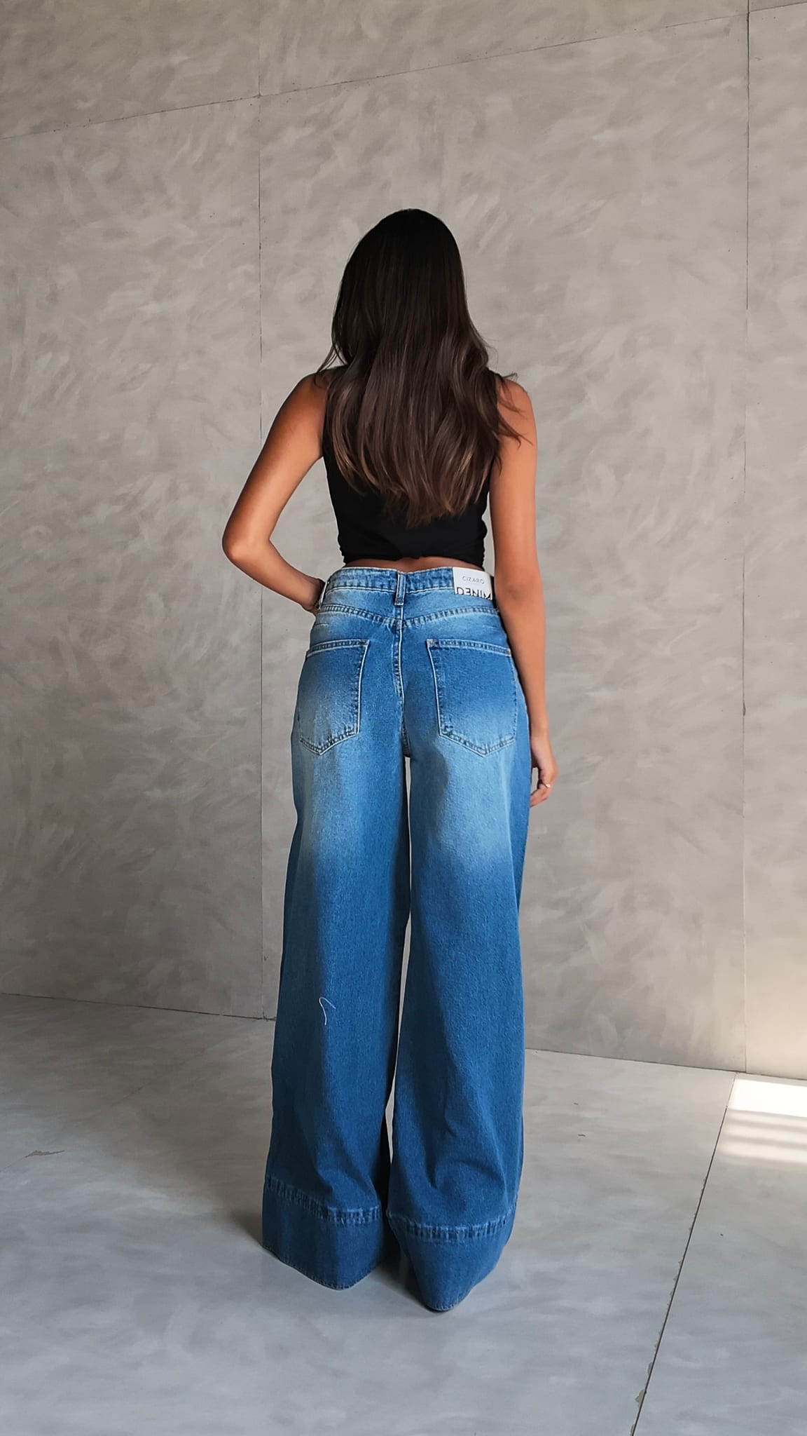 Extreme wide leg high waist Marine Blue jeans