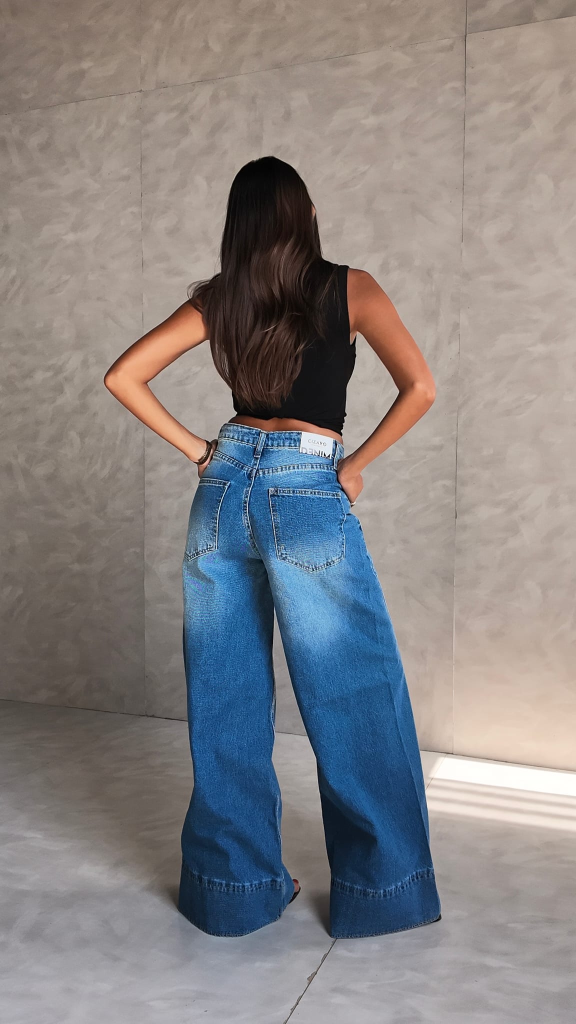 Extreme wide leg high waist Marine Blue jeans