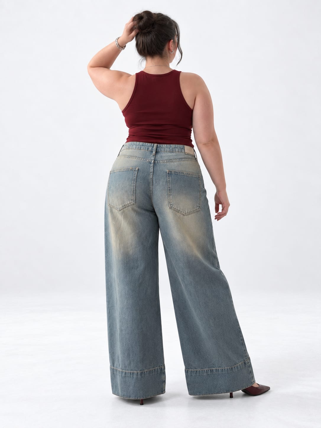 Extreme Wide Leg High Waist – Curvy Fit Light Vintage Blue Jeans Extreme Wide Leg Curvy Fit CIZARO - Cizaro Jeans