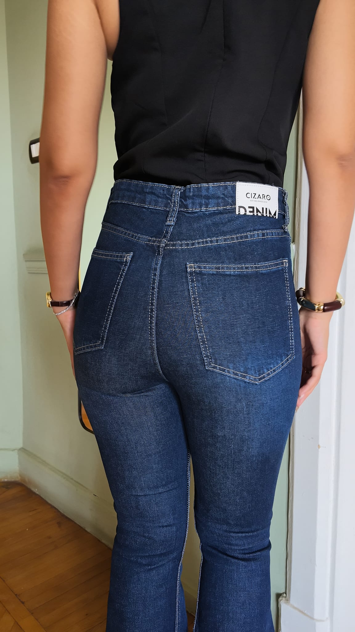 Flare High-Waist Deep Indigo Blue Jeans
