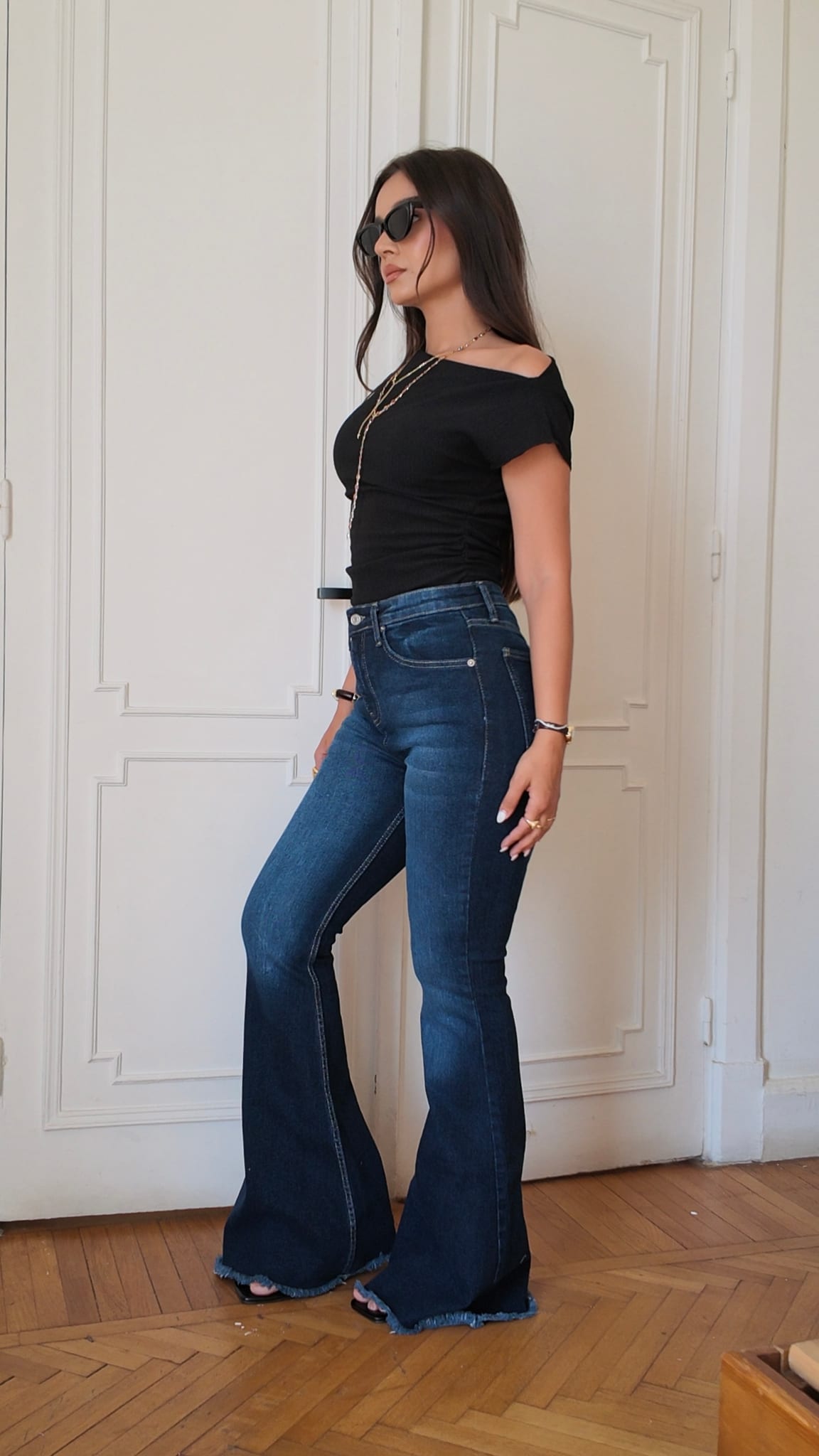 Flare High-Waist Deep Indigo Blue Jeans