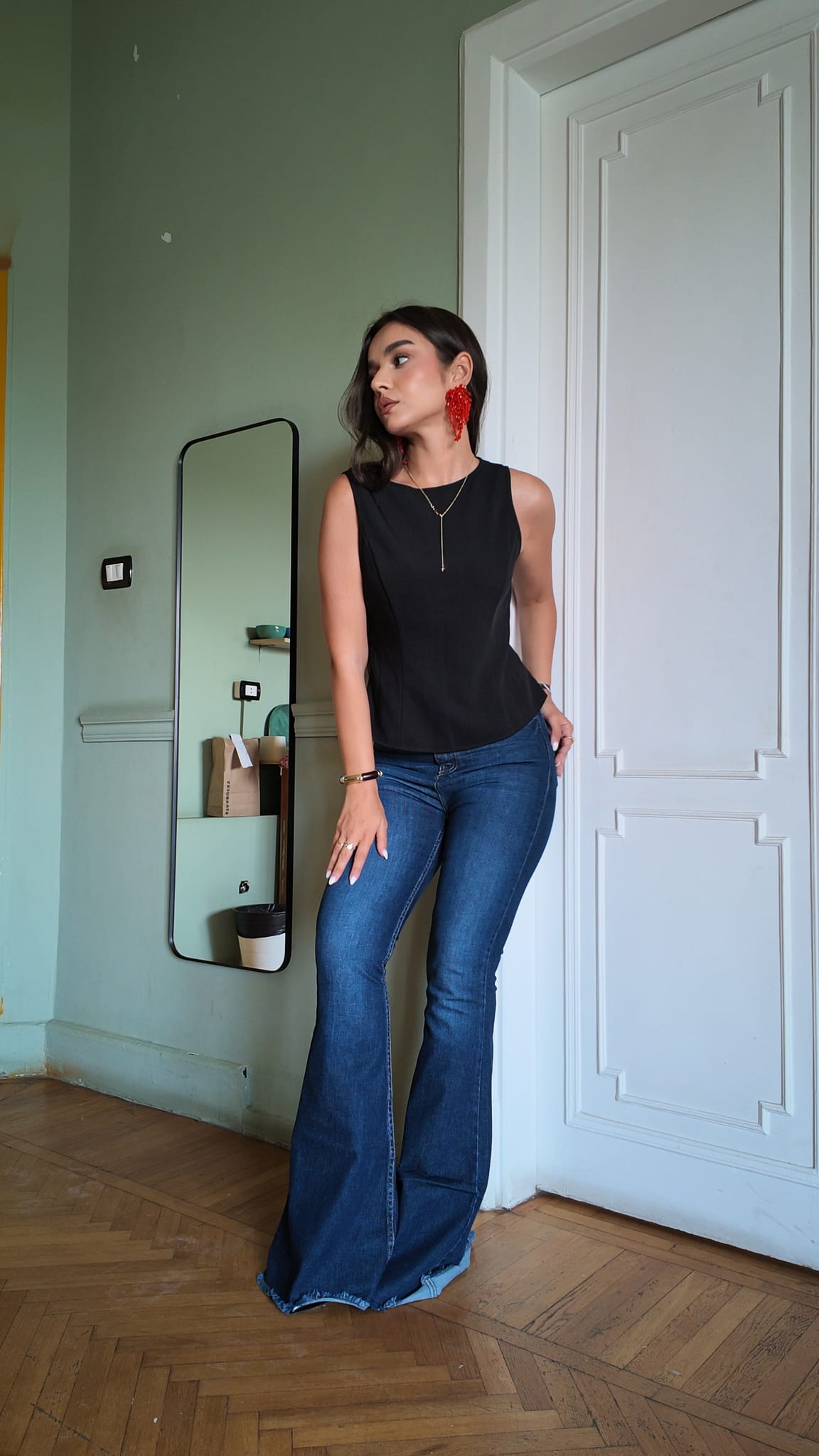 Flare High-Waist Deep Indigo Blue Jeans