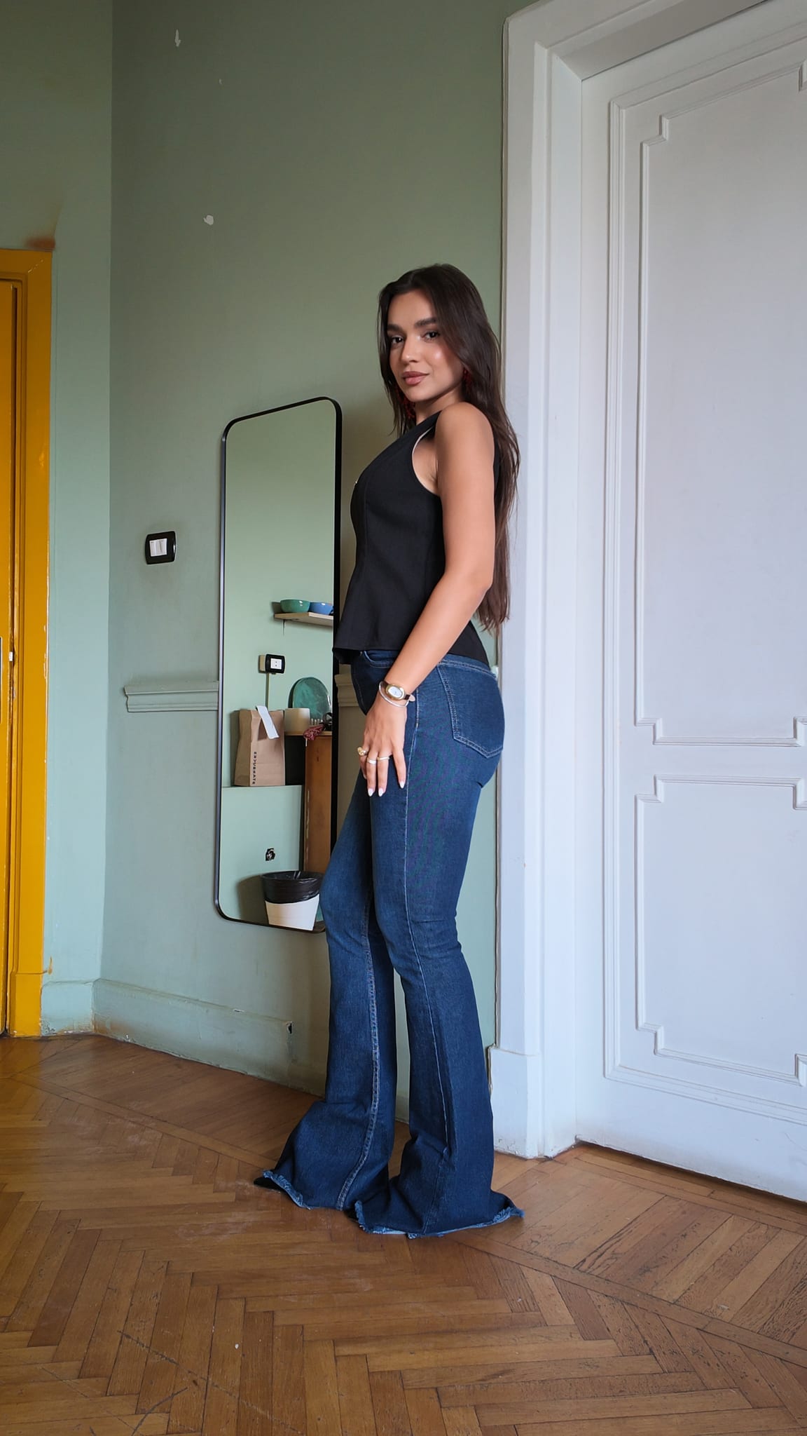 Flare High-Waist Deep Indigo Blue Jeans