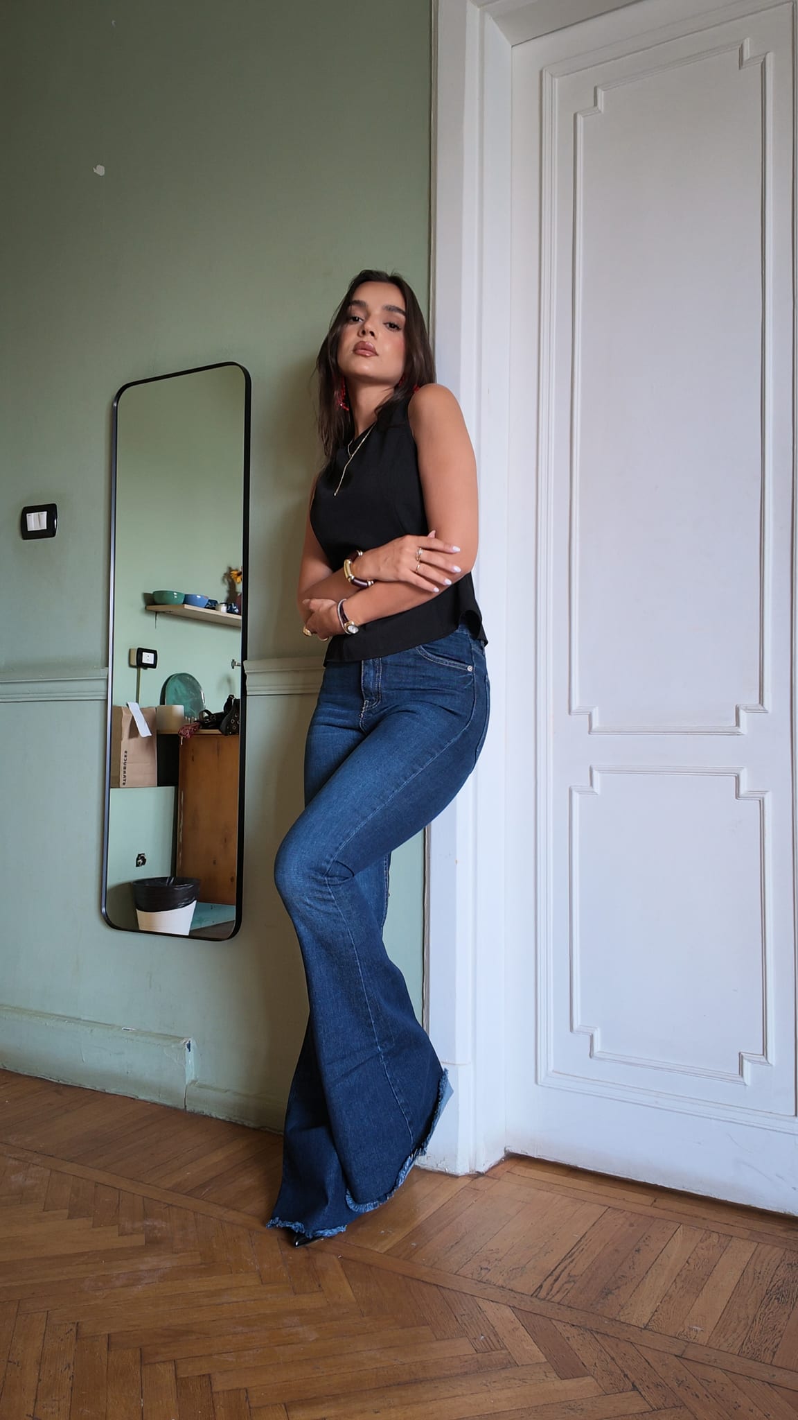 Flare High-Waist Deep Indigo Blue Jeans
