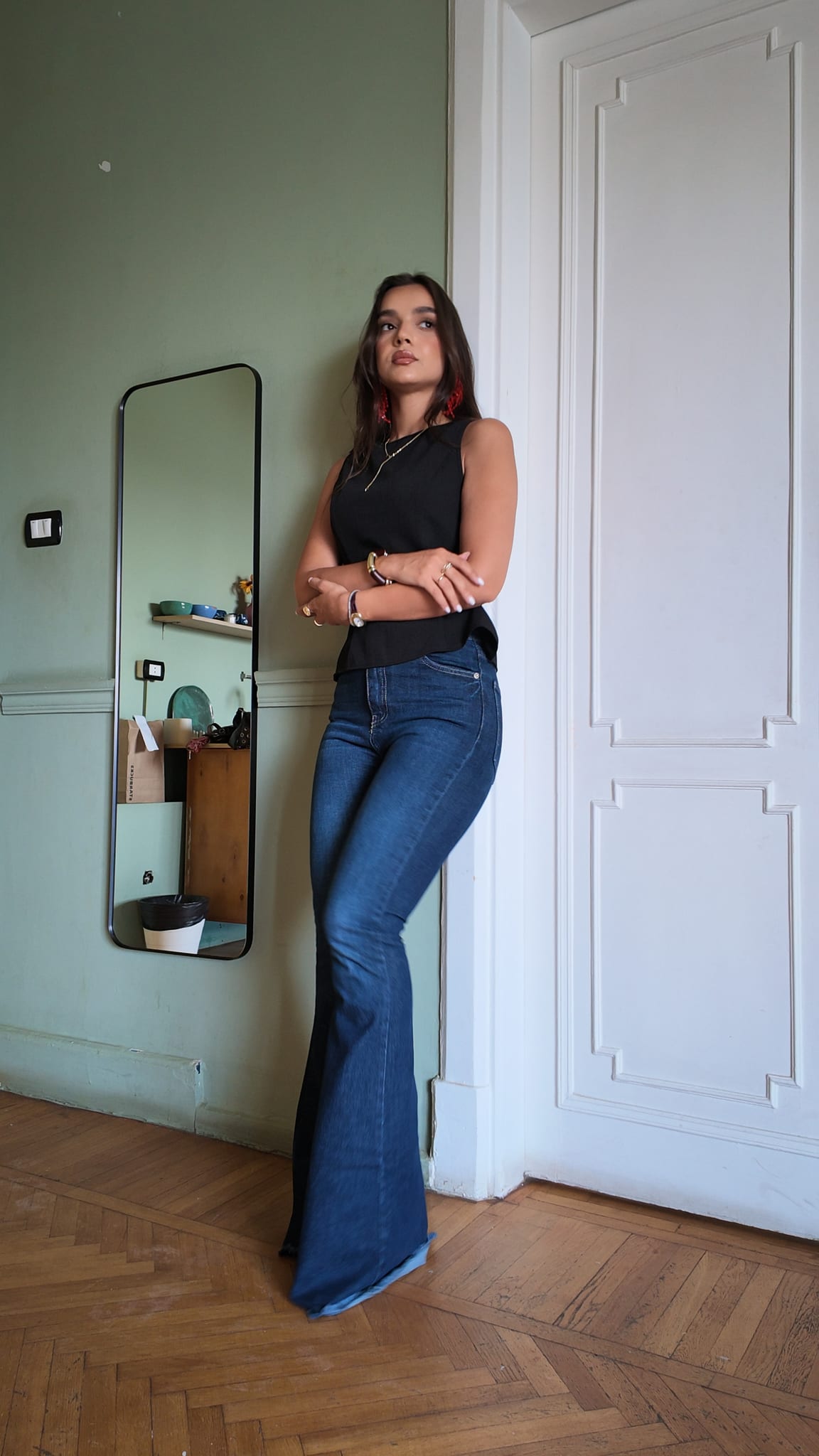 Flare High-Waist Deep Indigo Blue Jeans