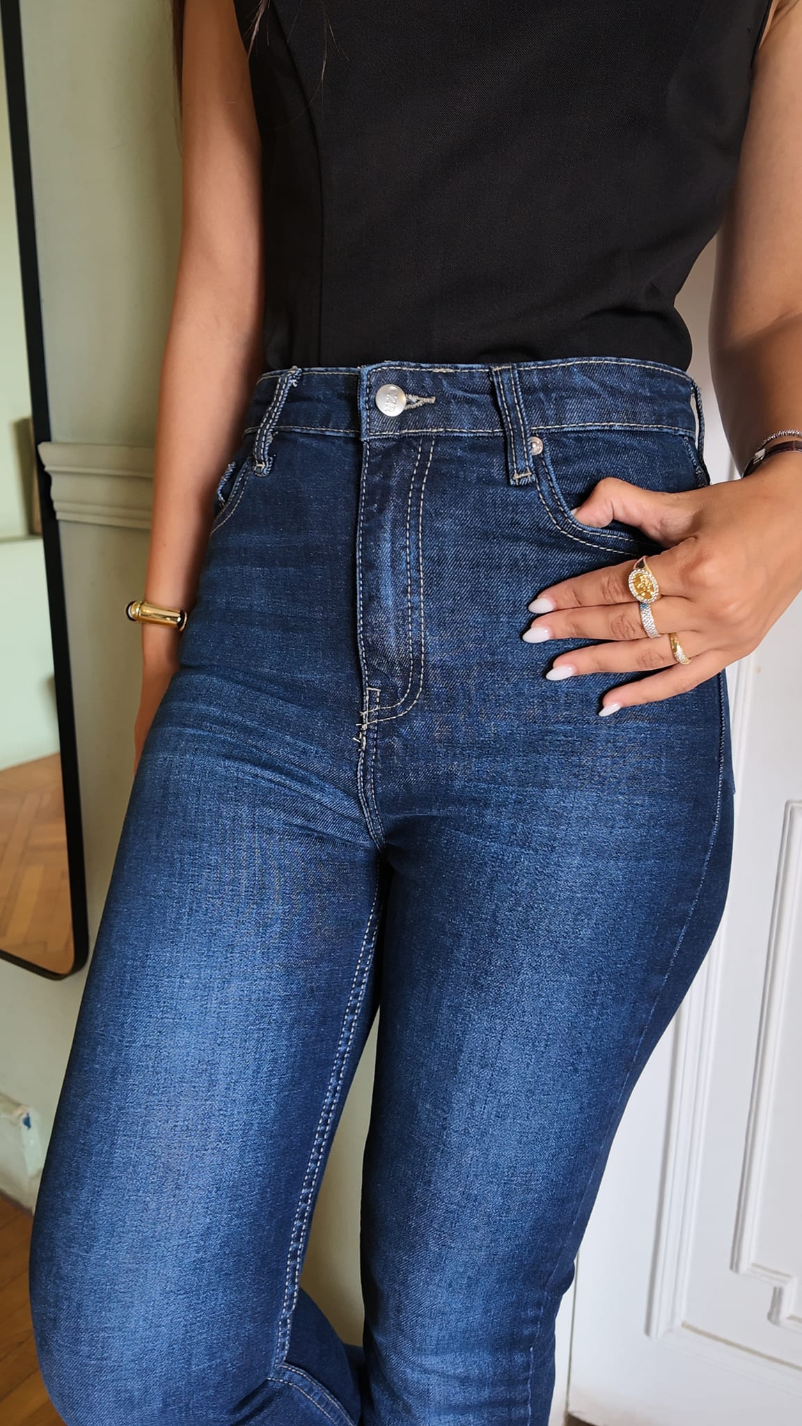 Flare High-Waist Deep Indigo Blue Jeans
