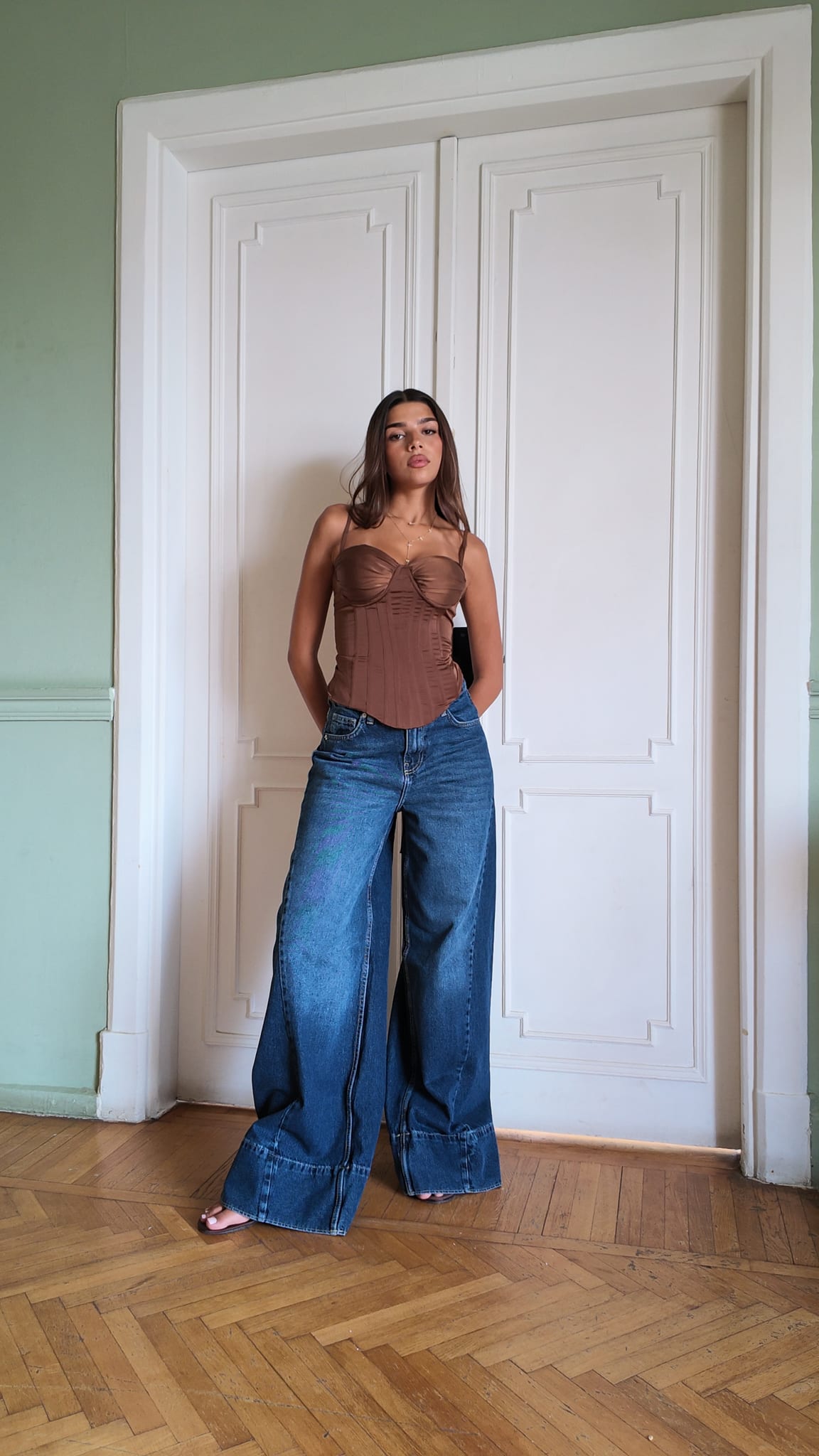 Wide-Leg High-Waist Mid Vintage Blue Jeans