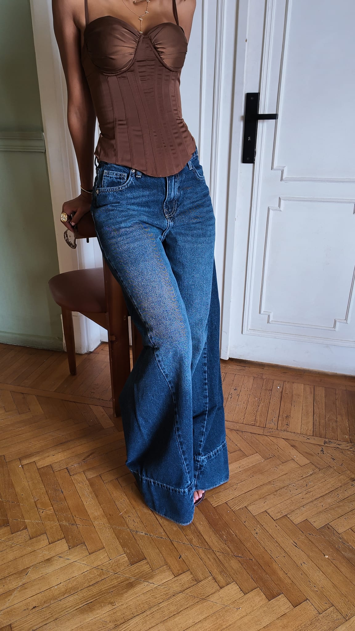 Wide-Leg High-Waist Mid Vintage Blue Jeans