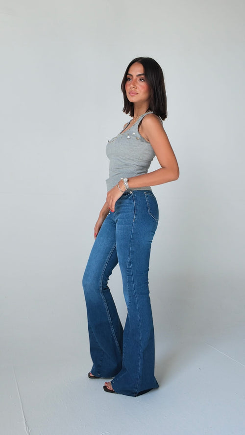 Flare High-Waist Mid Vintage Blue Jeans