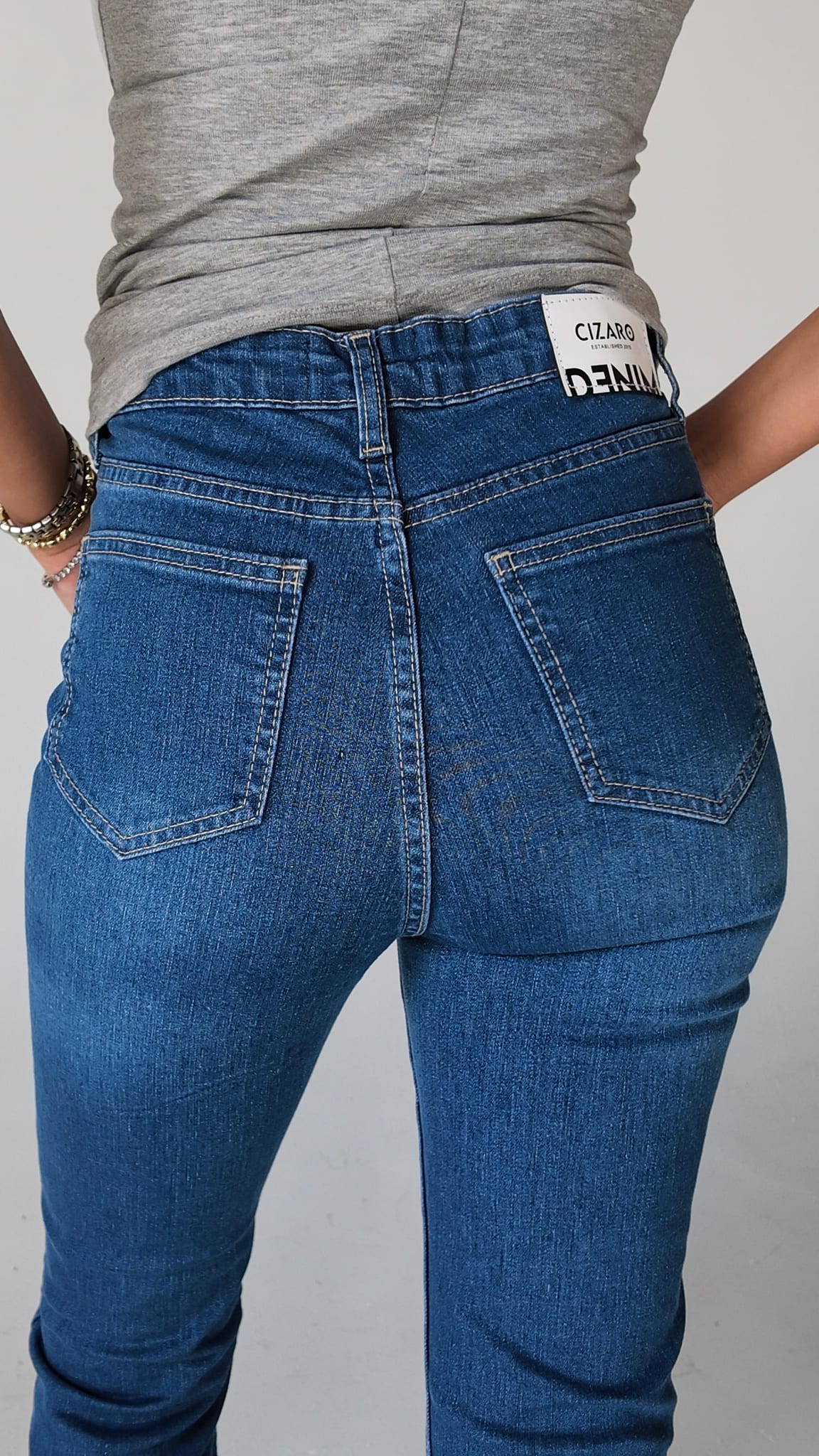 Flare High-Waist Mid Vintage Blue Jeans Flare CIZARO - Cizaro Jeans