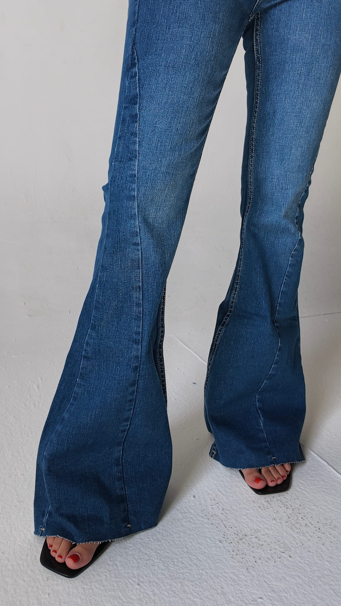 Flare High-Waist Mid Vintage Blue Jeans Flare CIZARO - Cizaro Jeans