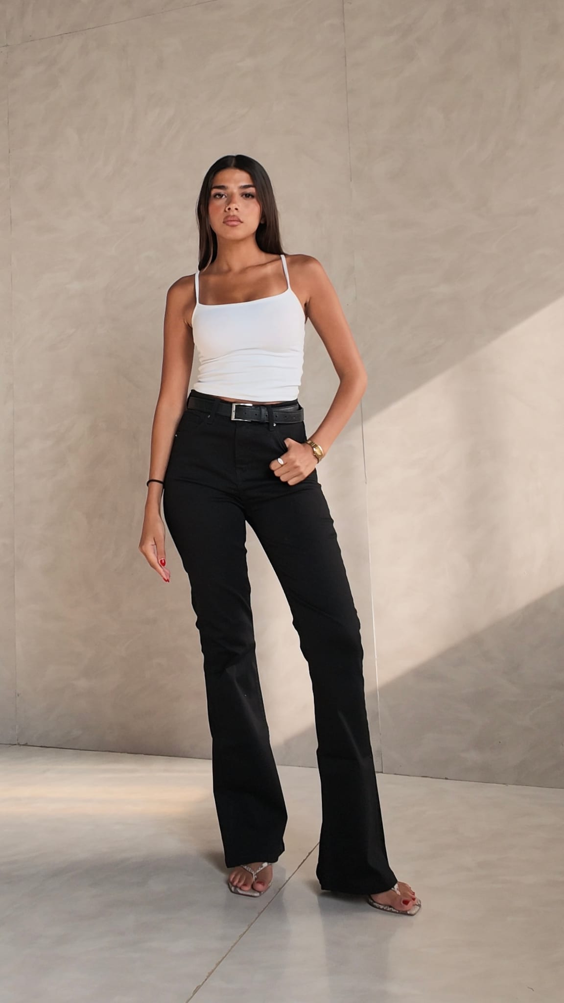 High-Waist Black Flare Jeans