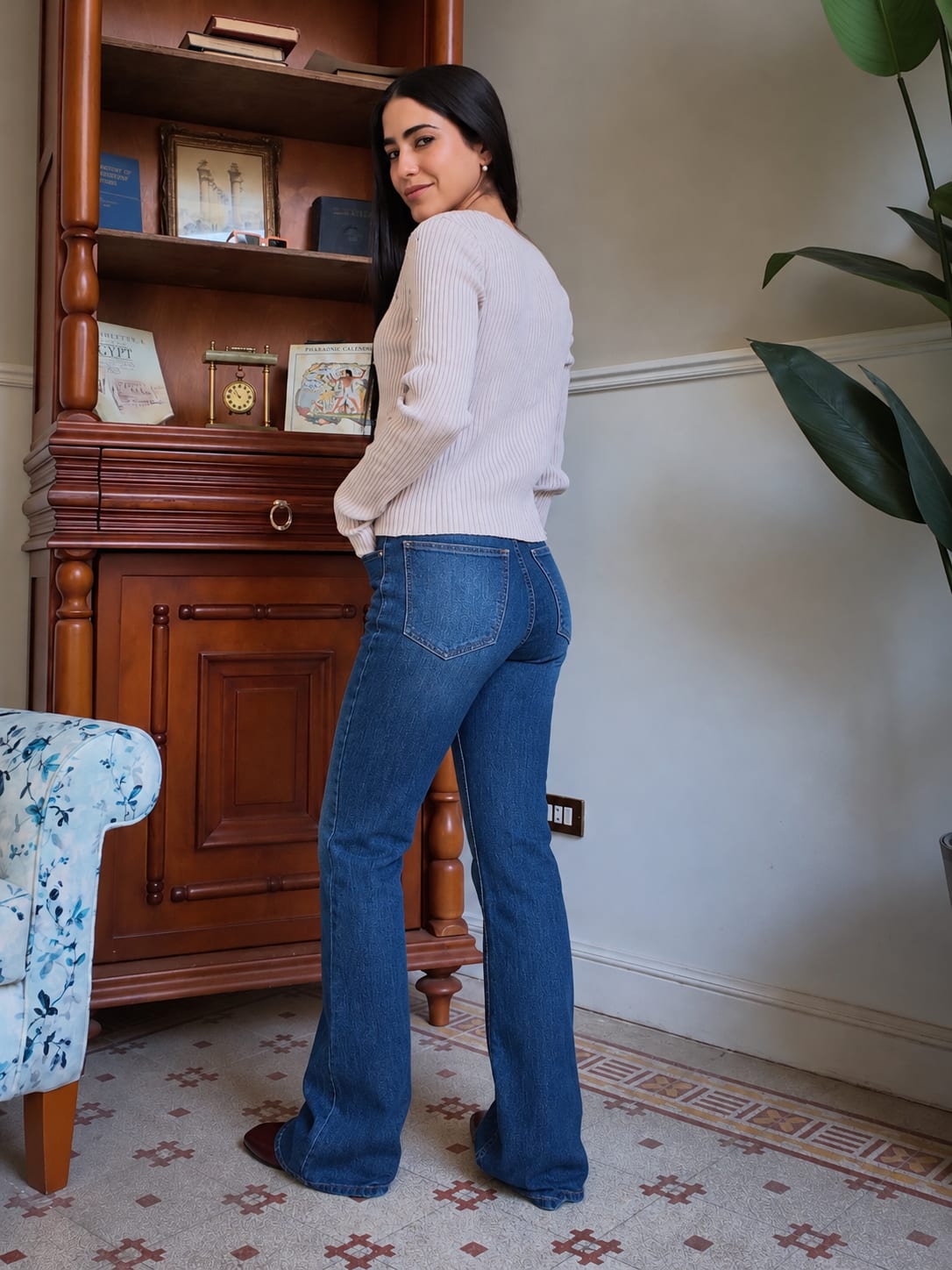 Flare High-Waist Ocean Blue Jeans Flare CIZARO - Cizaro Jeans