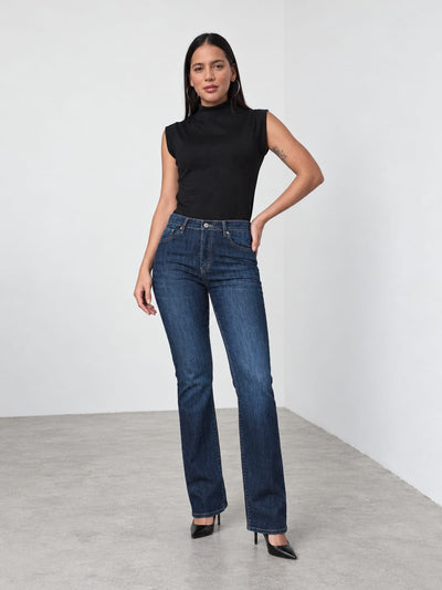 Flare High-Waist Indigo Grain Jeans Flare CIZARO - Cizaro Jeans
