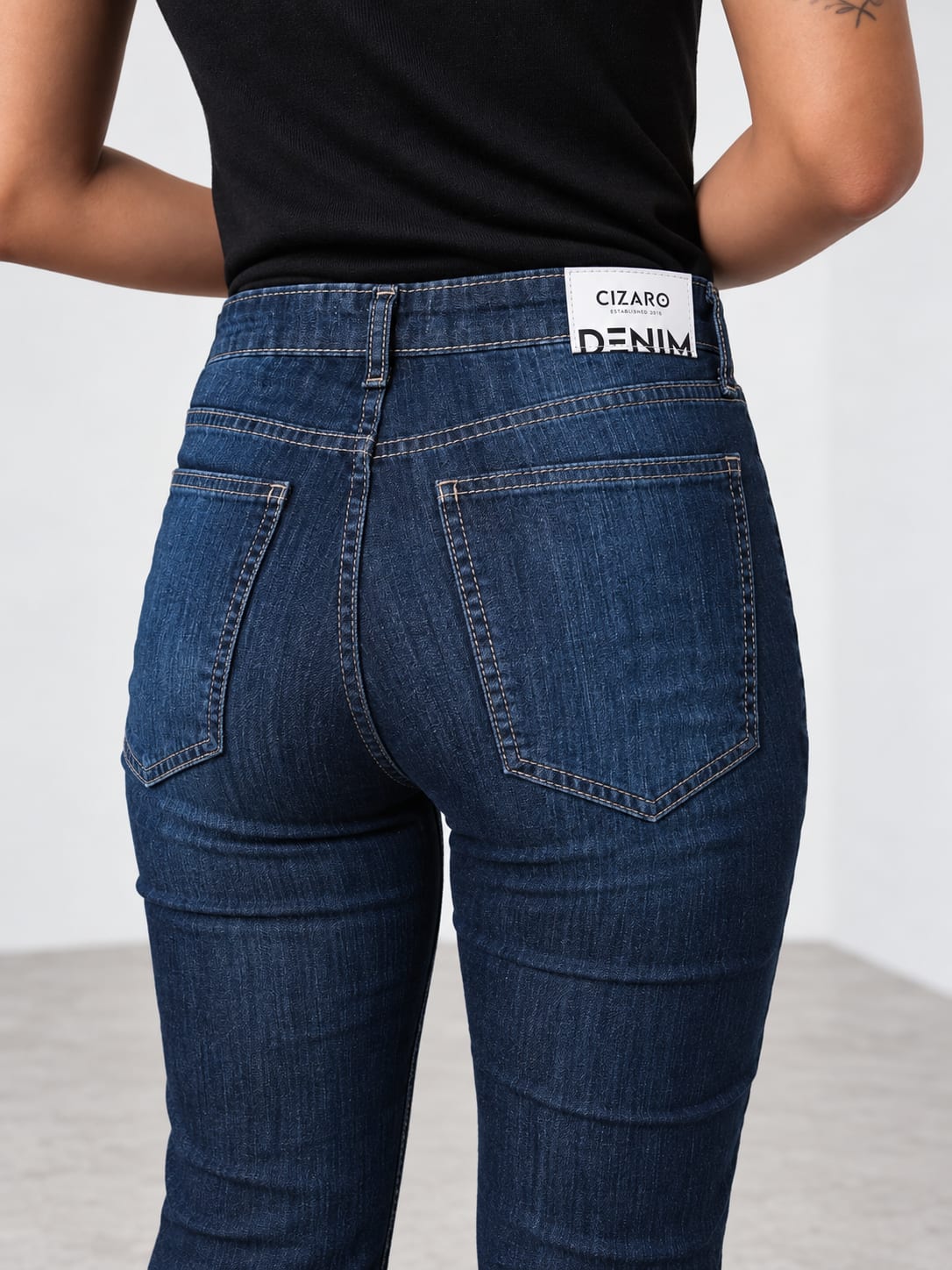 Flare High-Waist Indigo Grain Jeans Flare CIZARO - Cizaro Jeans