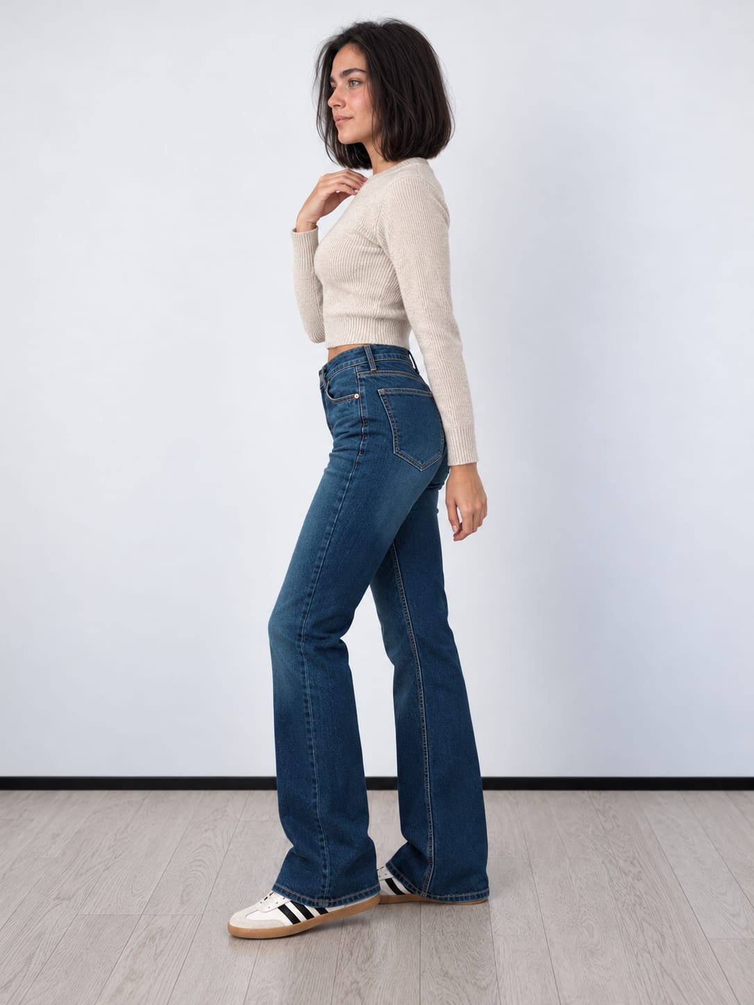 Flare High-Waist – Smoky Ocean Blue Jeans Flare CIZARO - Cizaro Jeans