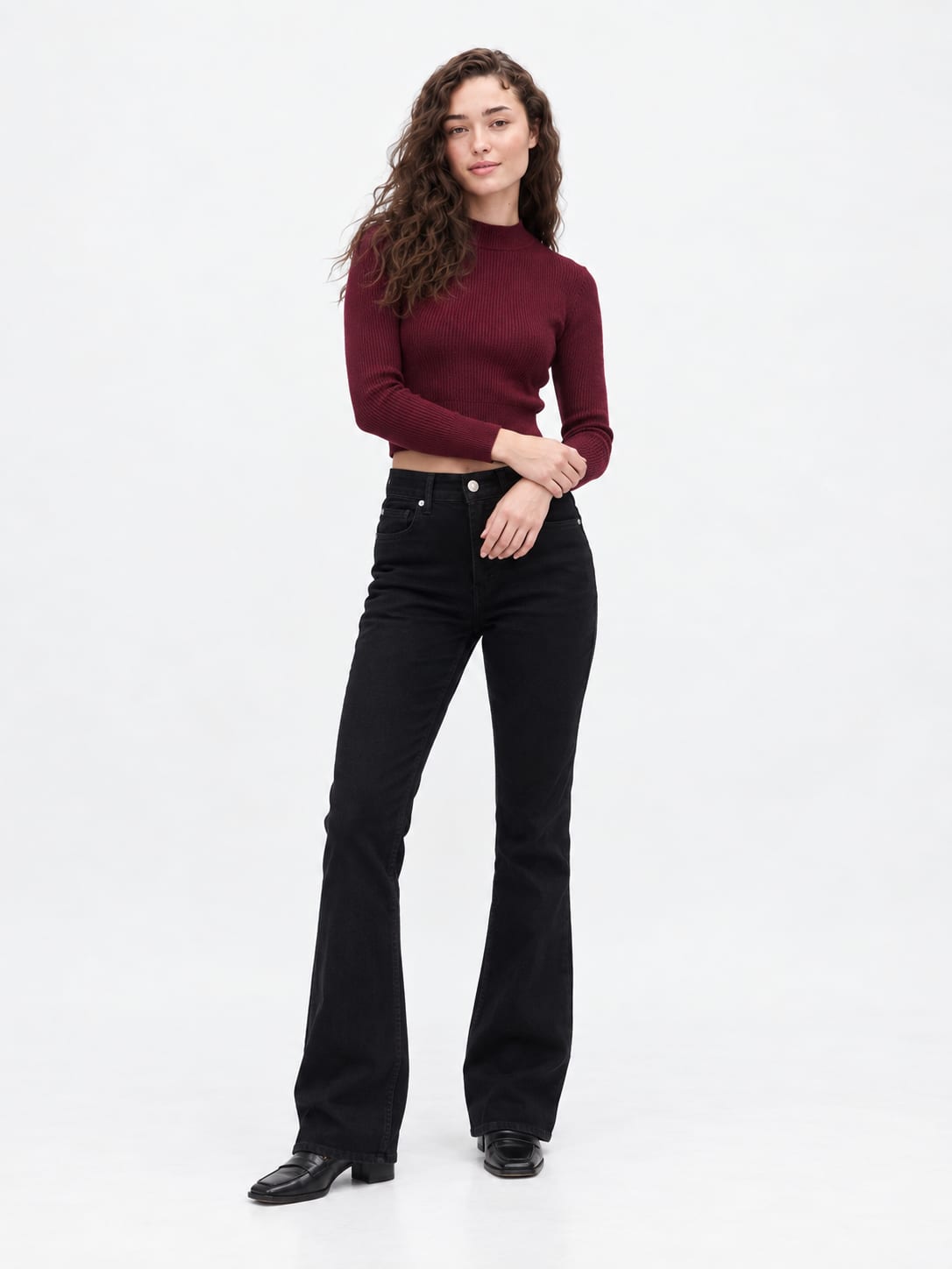 Flare High-Waist Jet Black Jeans