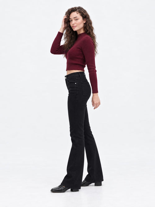 Flare High-Waist Jet Black Jeans