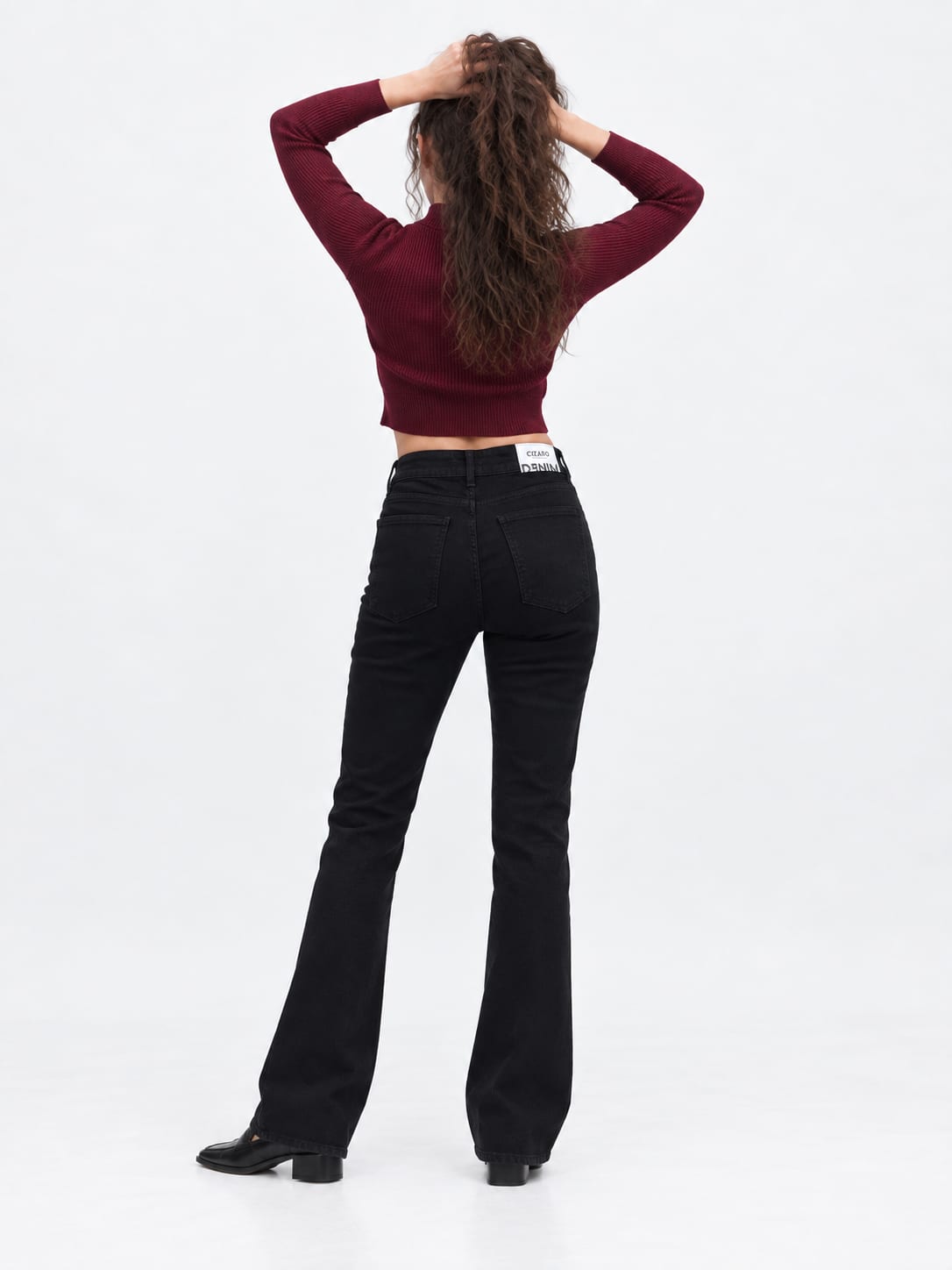 Flare High-Waist Jet Black Jeans