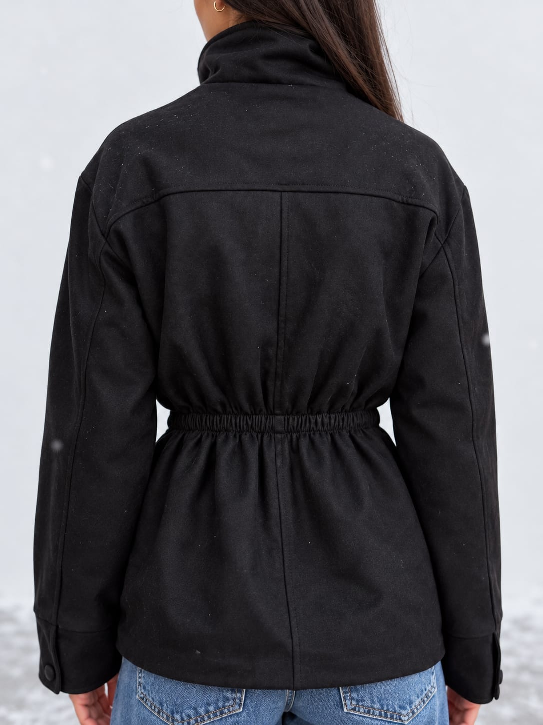 Suede Belted Jacket – Black