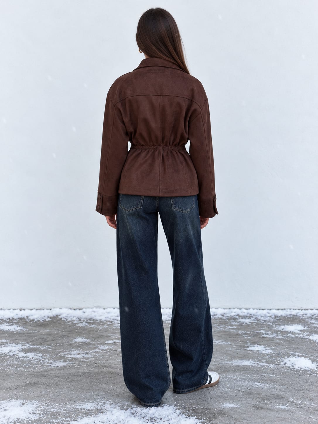 Suede Belted Jacket – Dark Chocolate